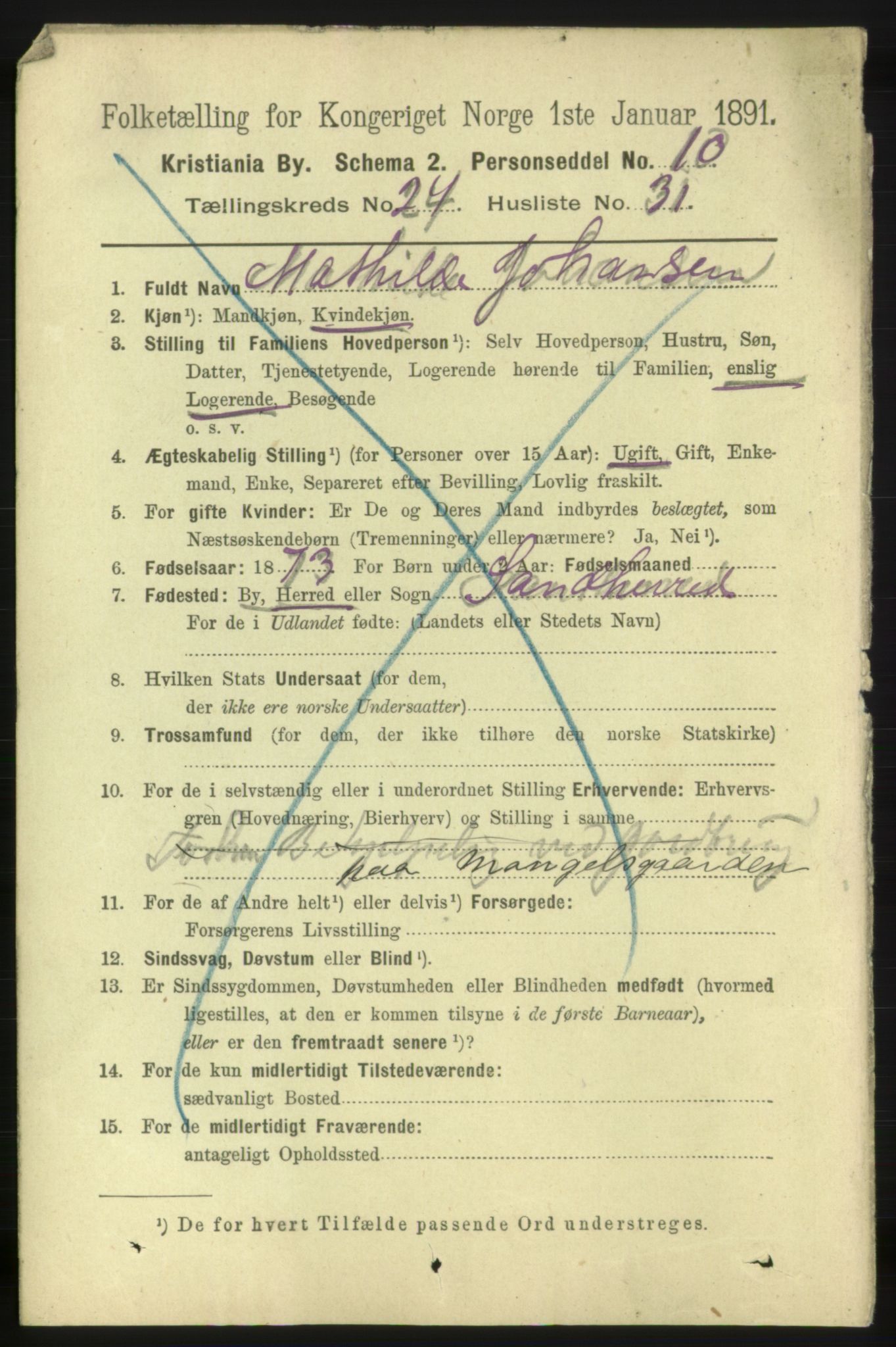 RA, 1891 census for 0301 Kristiania, 1891, p. 12293