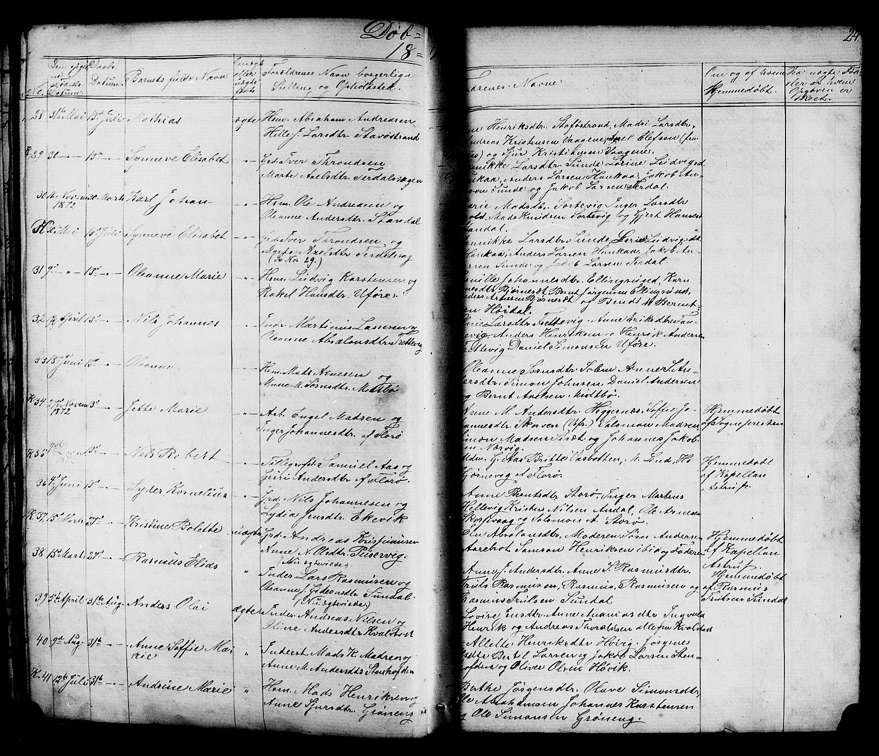 Kinn sokneprestembete, AV/SAB-A-80801/H/Hab/Habc/L0002: Parish register (copy) no. C 2, 1869-1918, p. 24