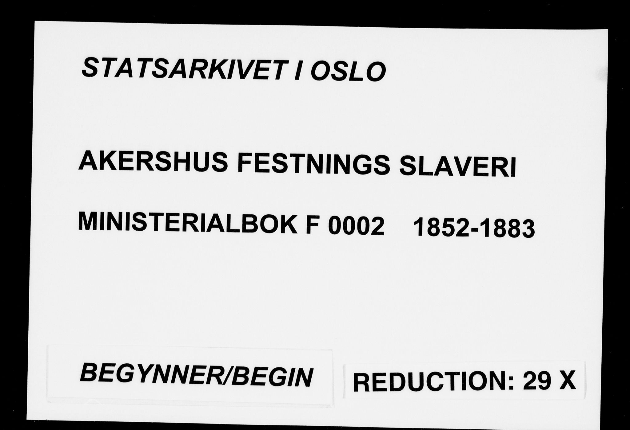 Akershus festnings slaveri Kirkebøker, AV/SAO-A-10841/F/Fa/L0002: Parish register (official) no. 2, 1852-1883