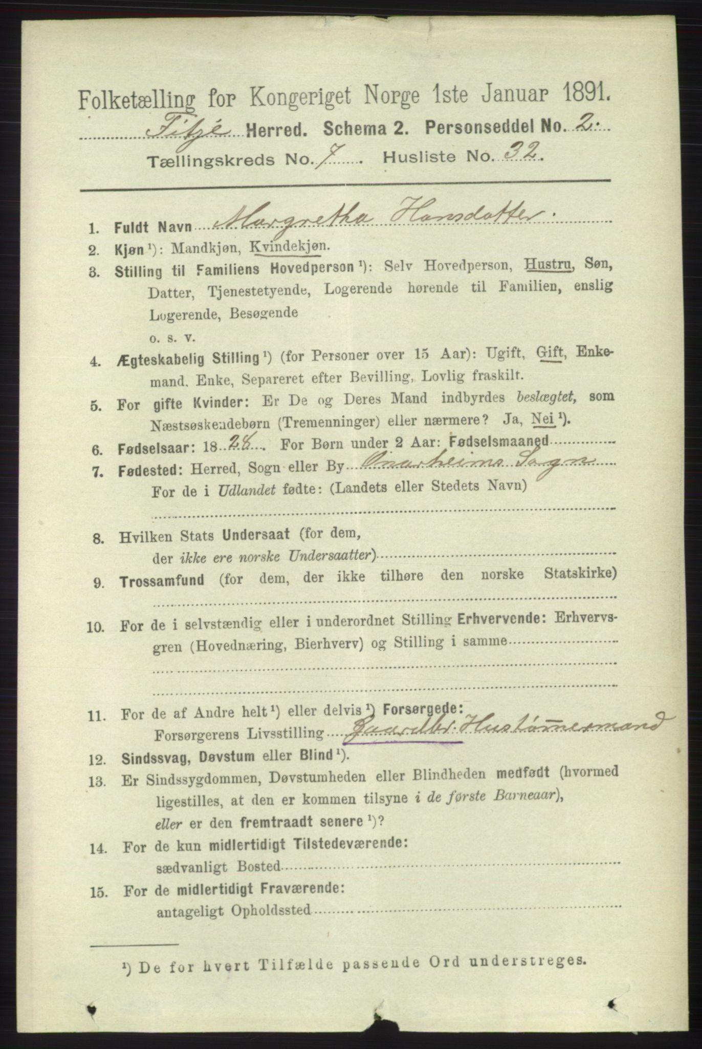 RA, 1891 census for 1222 Fitjar, 1891, p. 2952