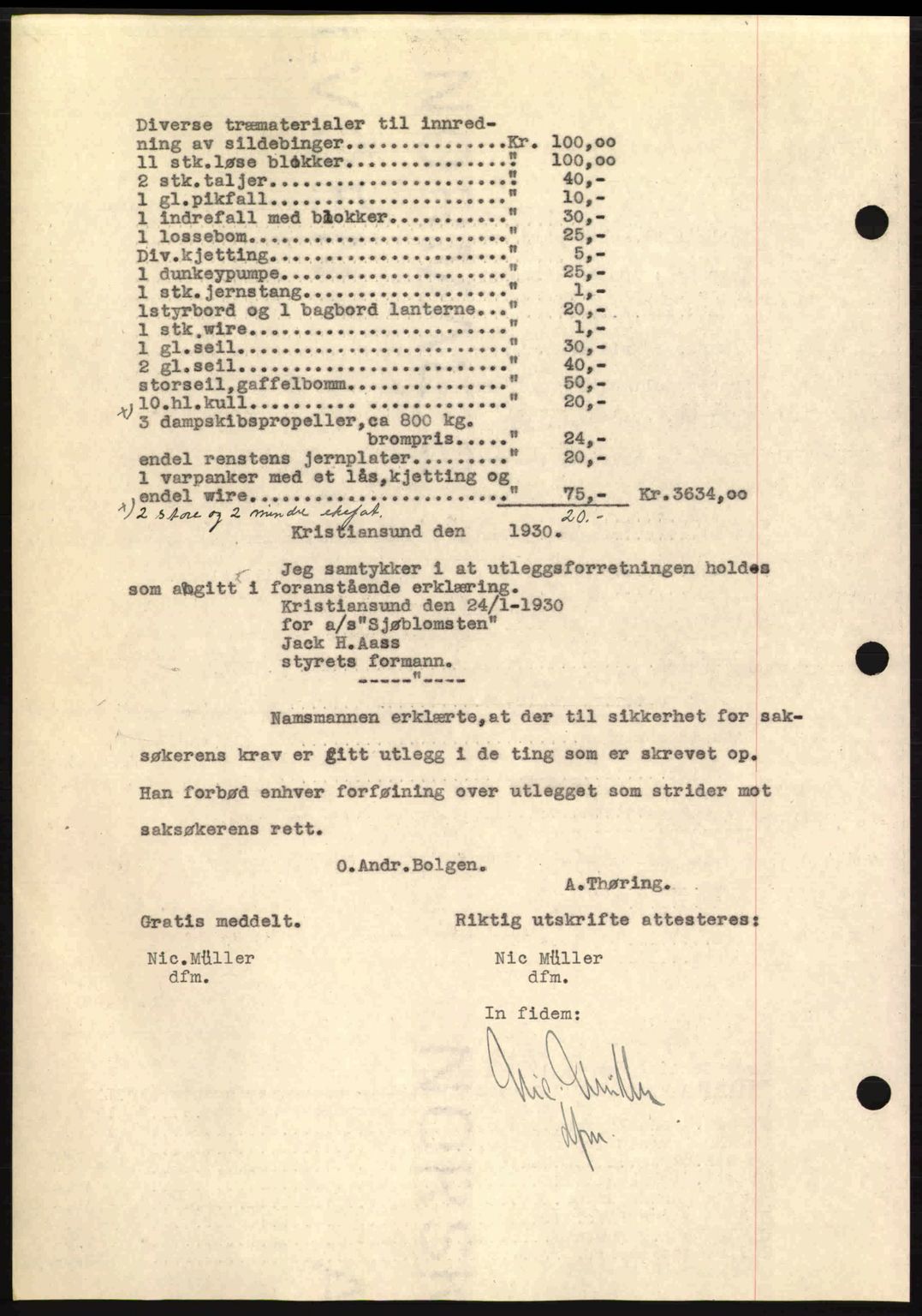 Kristiansund byfogd, AV/SAT-A-4587/A/27: Mortgage book no. 23, 1929-1930, Deed date: 28.01.1930