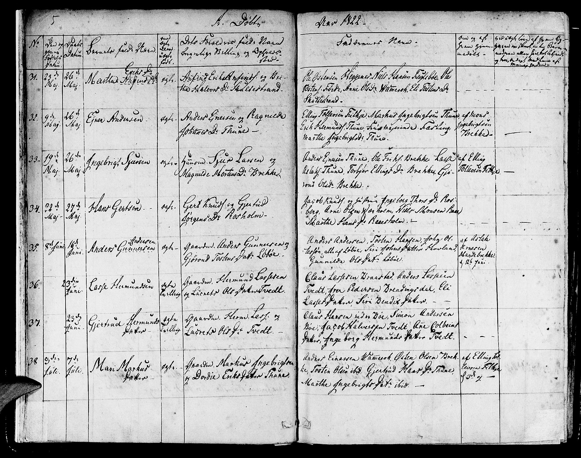 Lavik sokneprestembete, SAB/A-80901: Parish register (official) no. A 2I, 1821-1842, p. 5