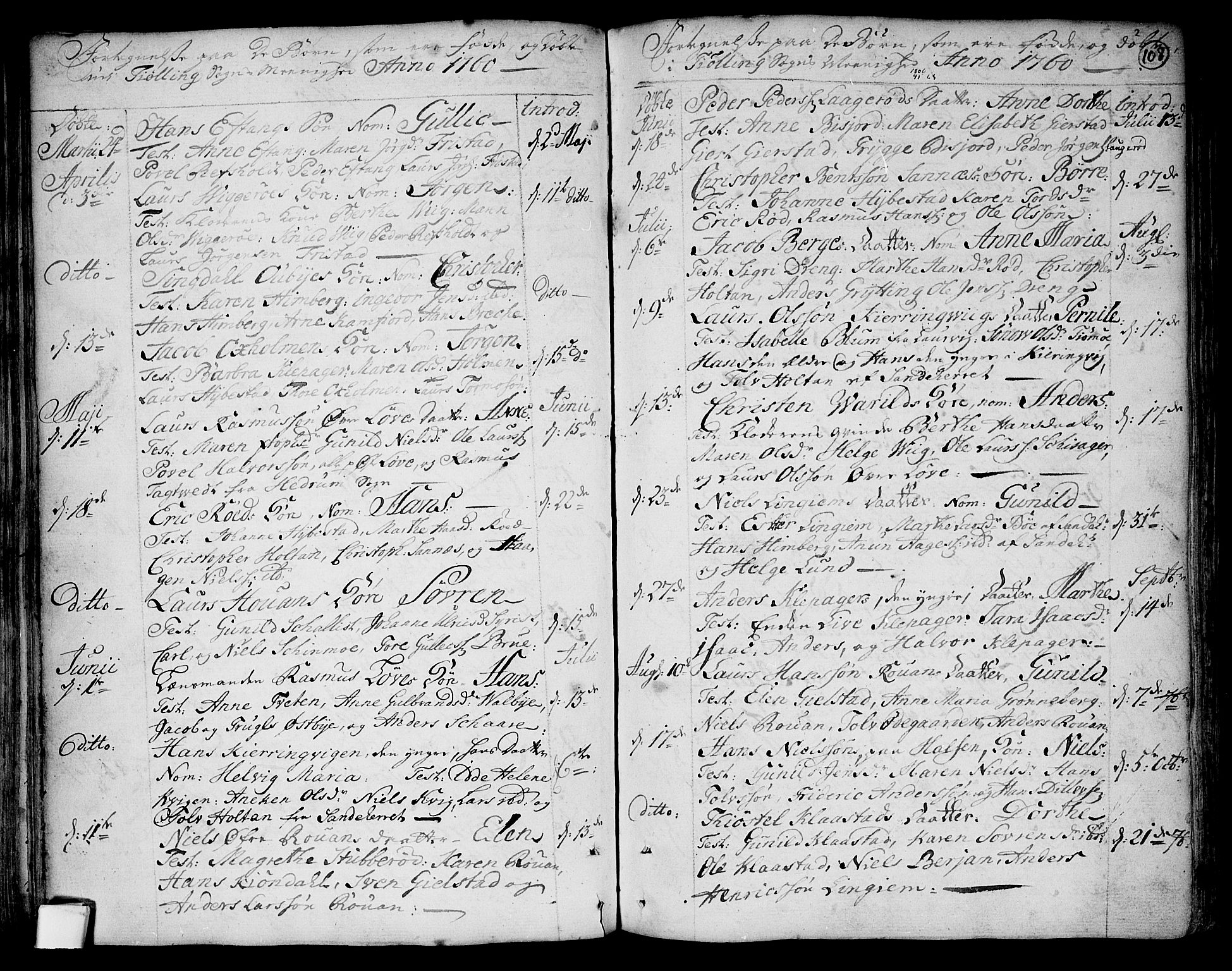 Tjølling kirkebøker, SAKO/A-60/F/Fa/L0003: Parish register (official) no. 3, 1735-1778, p. 108