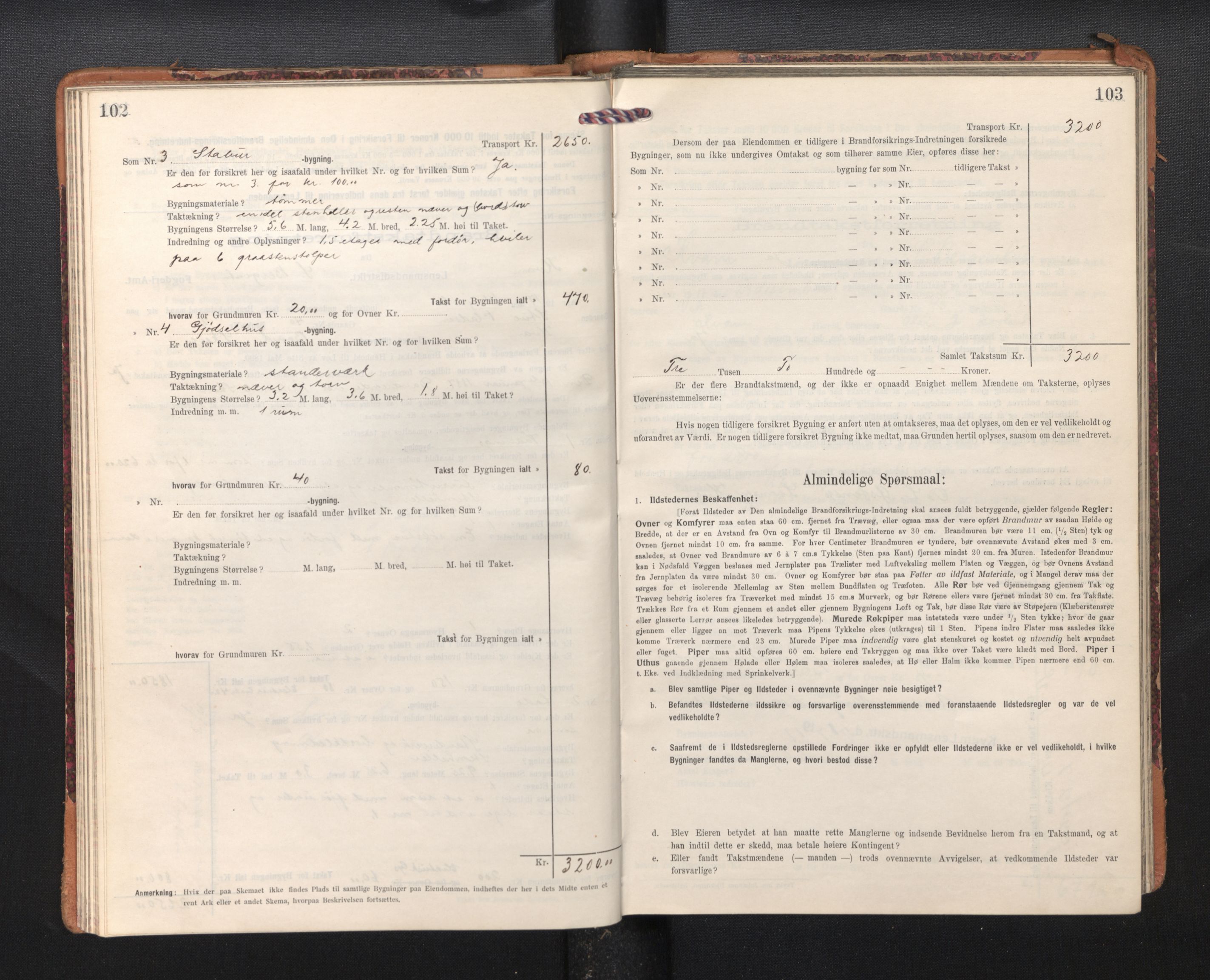 Lensmannen i Kvam, AV/SAB-A-33201/0012/L0006: Branntakstprotokoll, skjematakst, 1913-1955, p. 102-103