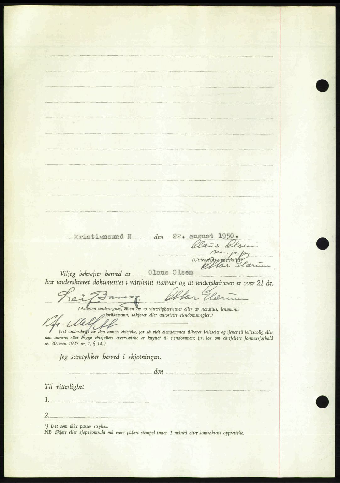 Nordmøre sorenskriveri, AV/SAT-A-4132/1/2/2Ca: Mortgage book no. A116, 1950-1950, Diary no: : 2824/1950