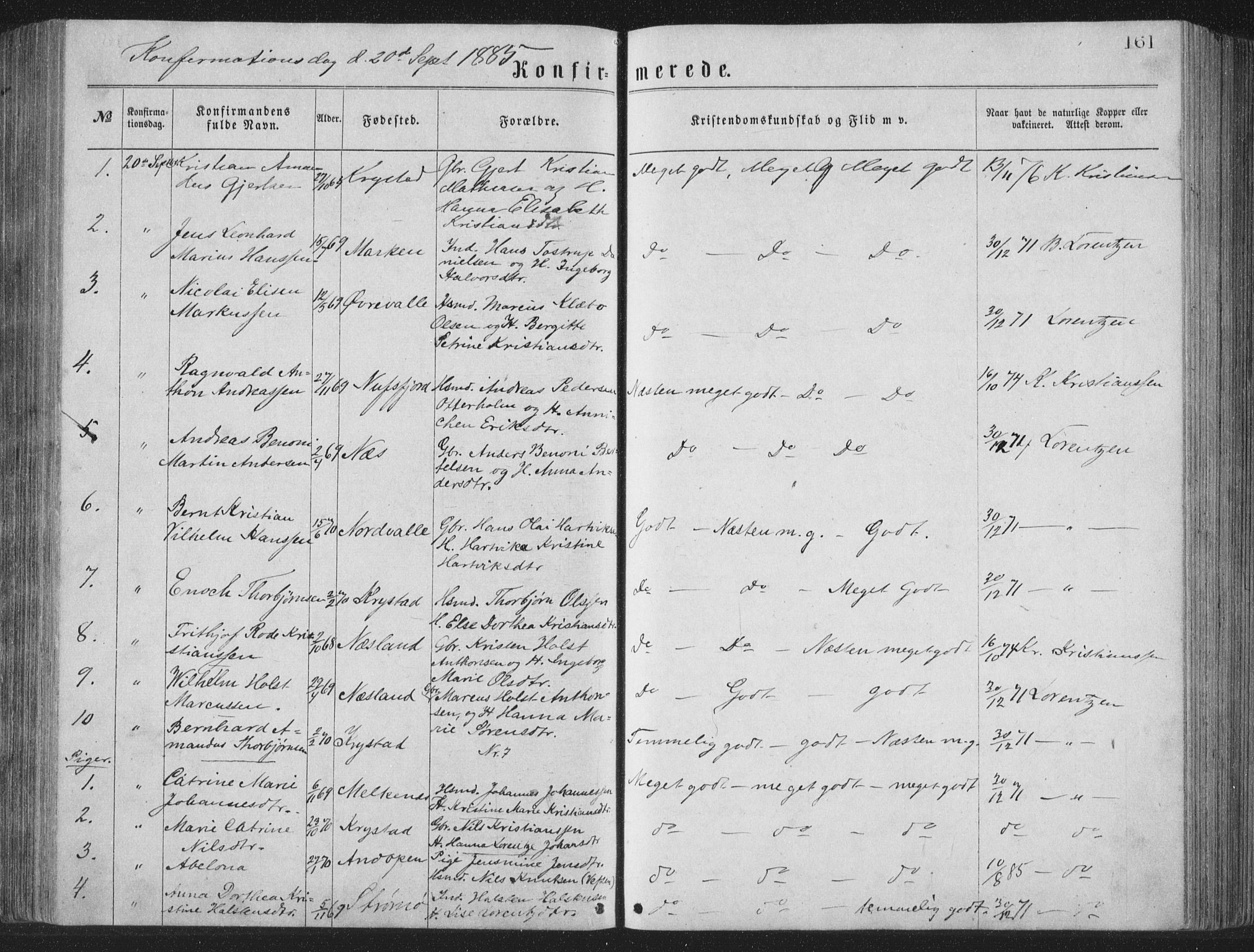 Ministerialprotokoller, klokkerbøker og fødselsregistre - Nordland, SAT/A-1459/885/L1213: Parish register (copy) no. 885C02, 1874-1892, p. 161