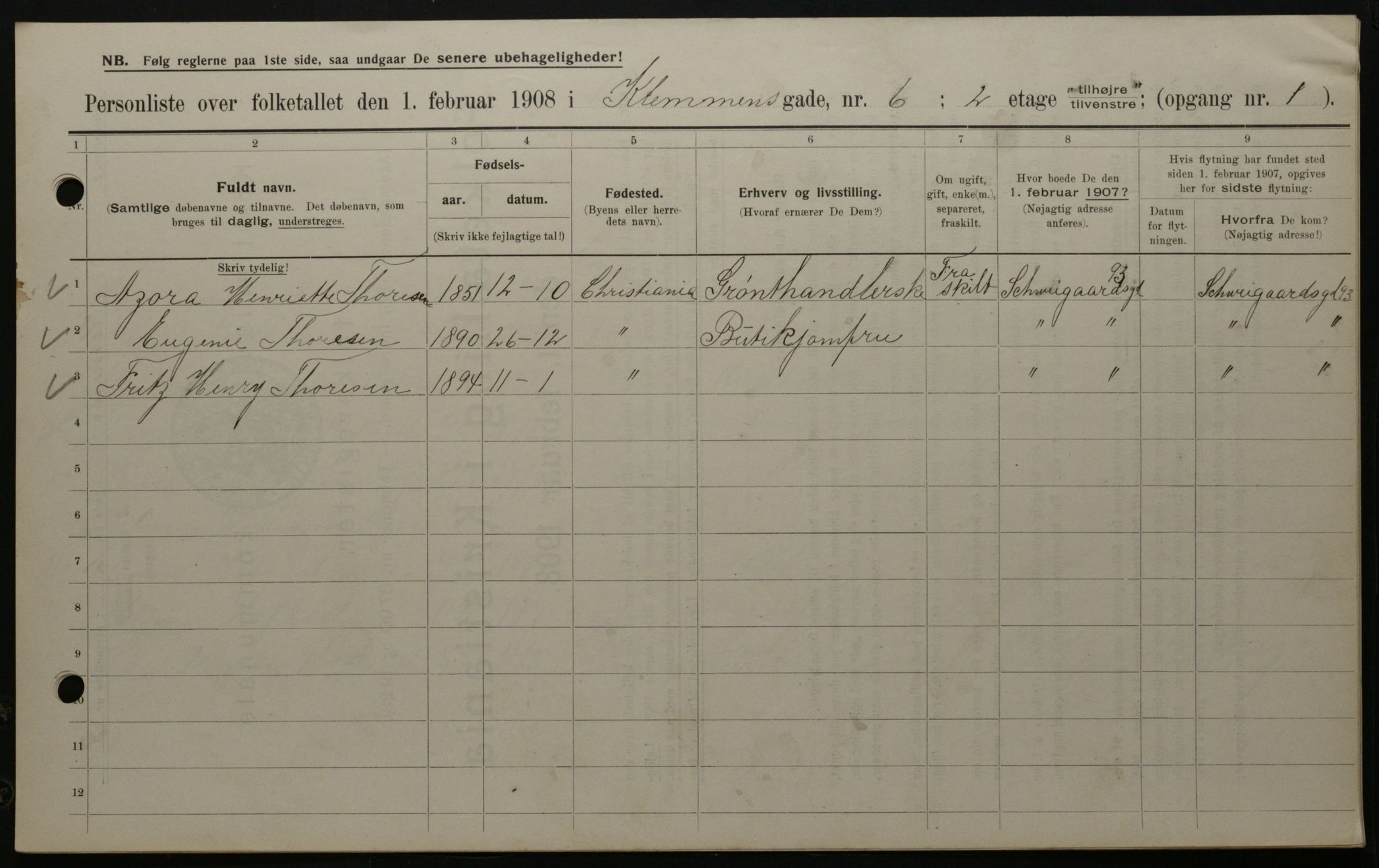 OBA, Municipal Census 1908 for Kristiania, 1908, p. 12050