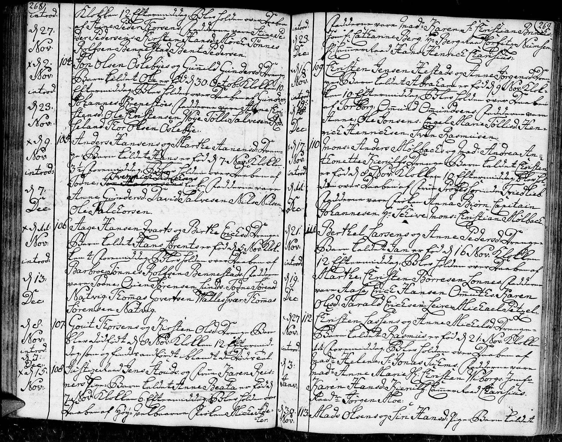 Kristiansand domprosti, SAK/1112-0006/F/Fa/L0002: Parish register (official) no. A 2, 1755-1778, p. 268-269