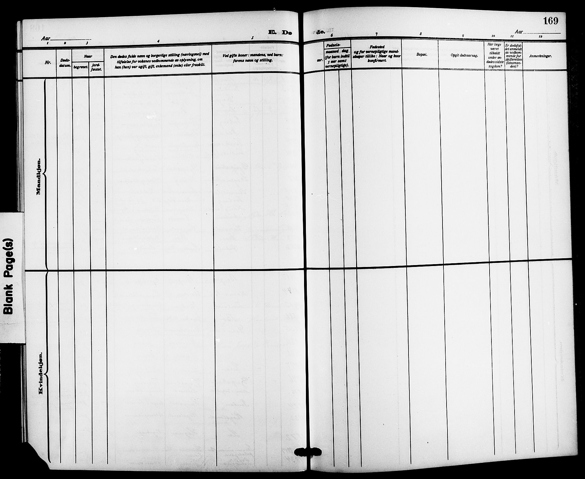 Bø kirkebøker, SAKO/A-257/G/Ga/L0007: Parish register (copy) no. 7, 1909-1924, p. 169