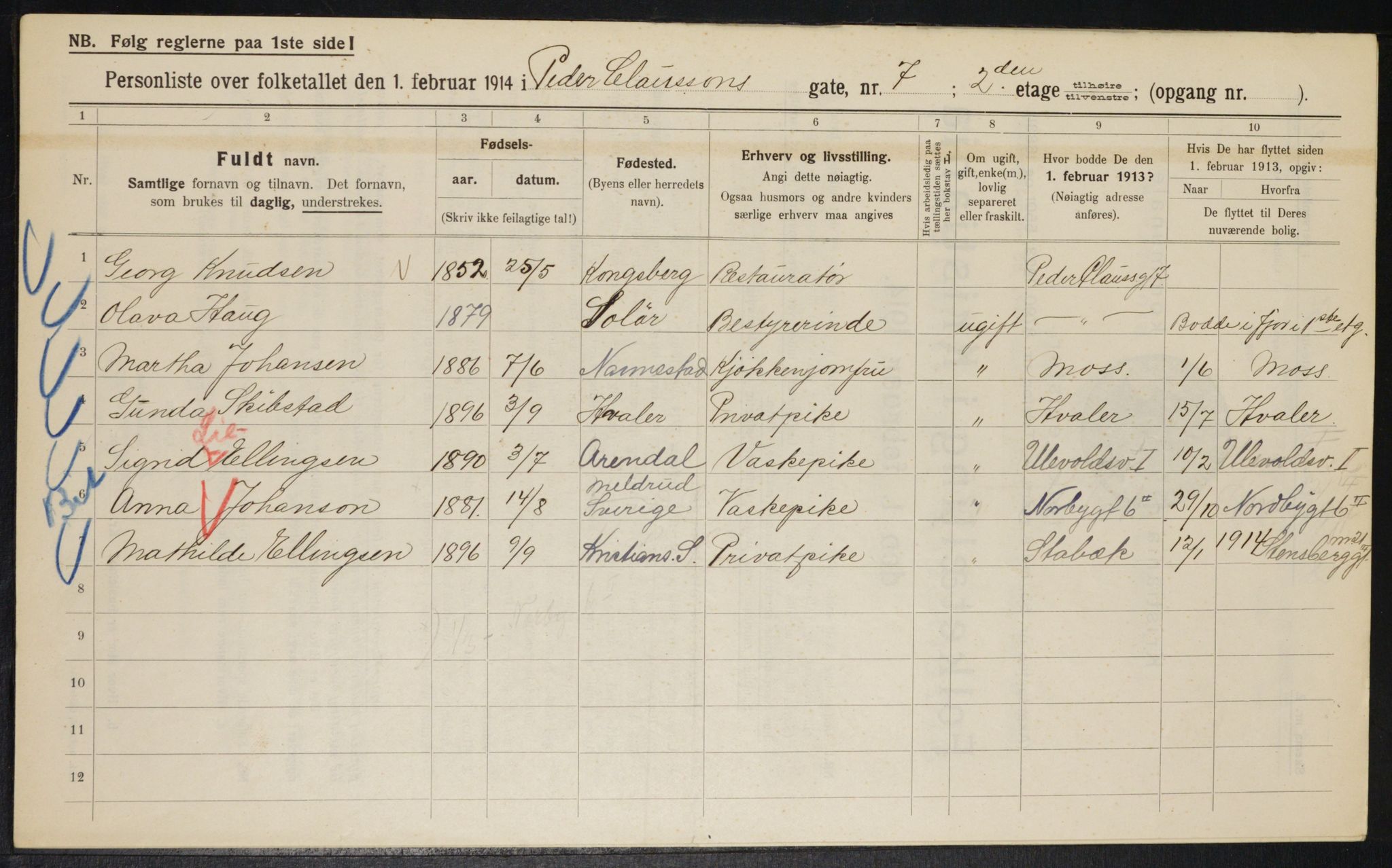 OBA, Municipal Census 1914 for Kristiania, 1914, p. 78850