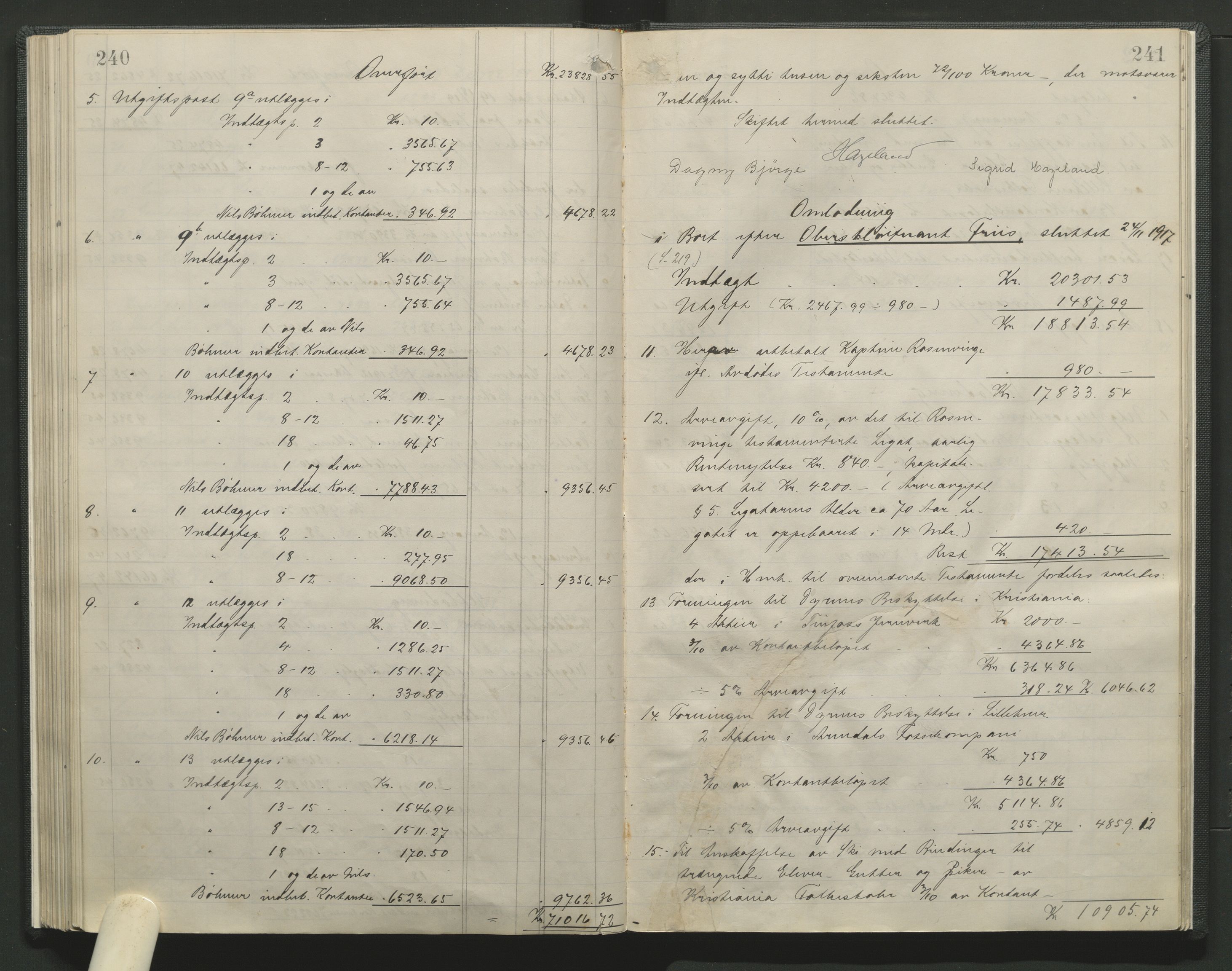 Sør-Gudbrandsdal tingrett, AV/SAH-TING-004/J/Ja/Jag/L0001: Skifteutlodningsprotokoll - Lillehammer by, 1903-1923, p. 240-241