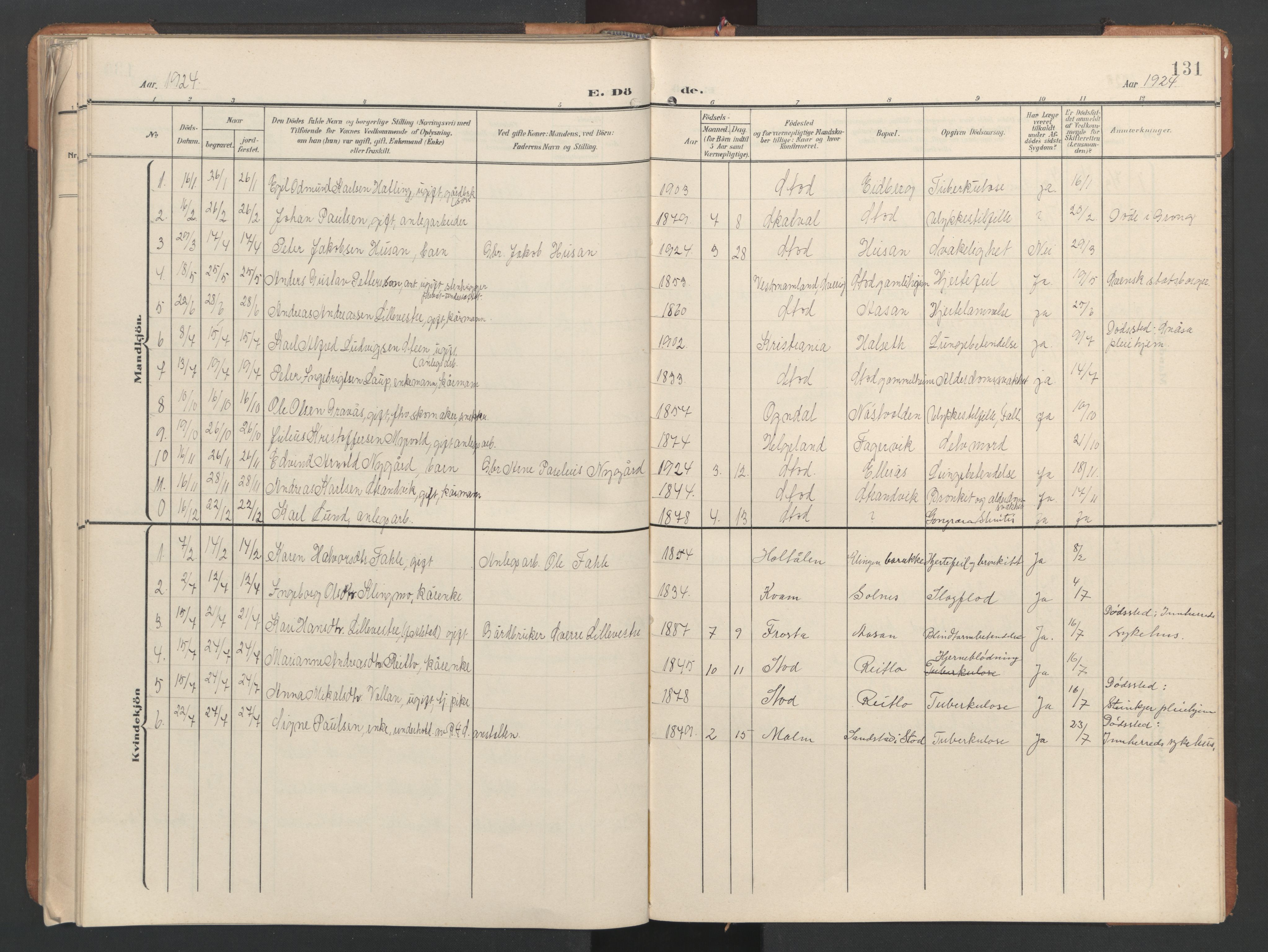Ministerialprotokoller, klokkerbøker og fødselsregistre - Nord-Trøndelag, SAT/A-1458/746/L0455: Parish register (copy) no. 746C01, 1908-1933, p. 131