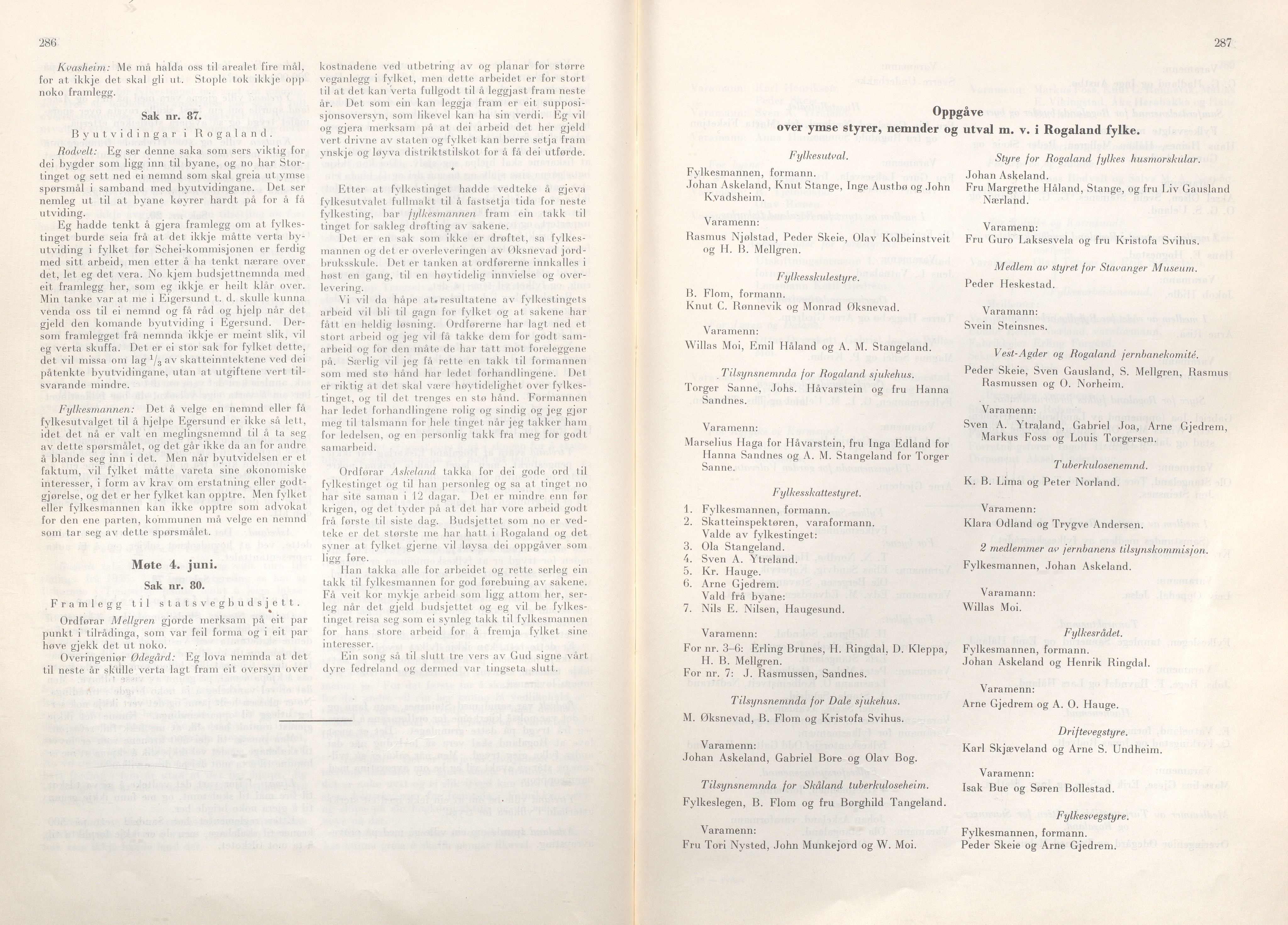 Rogaland fylkeskommune - Fylkesrådmannen , IKAR/A-900/A/Aa/Aaa/L0068: Møtebok , 1949, p. 286-287