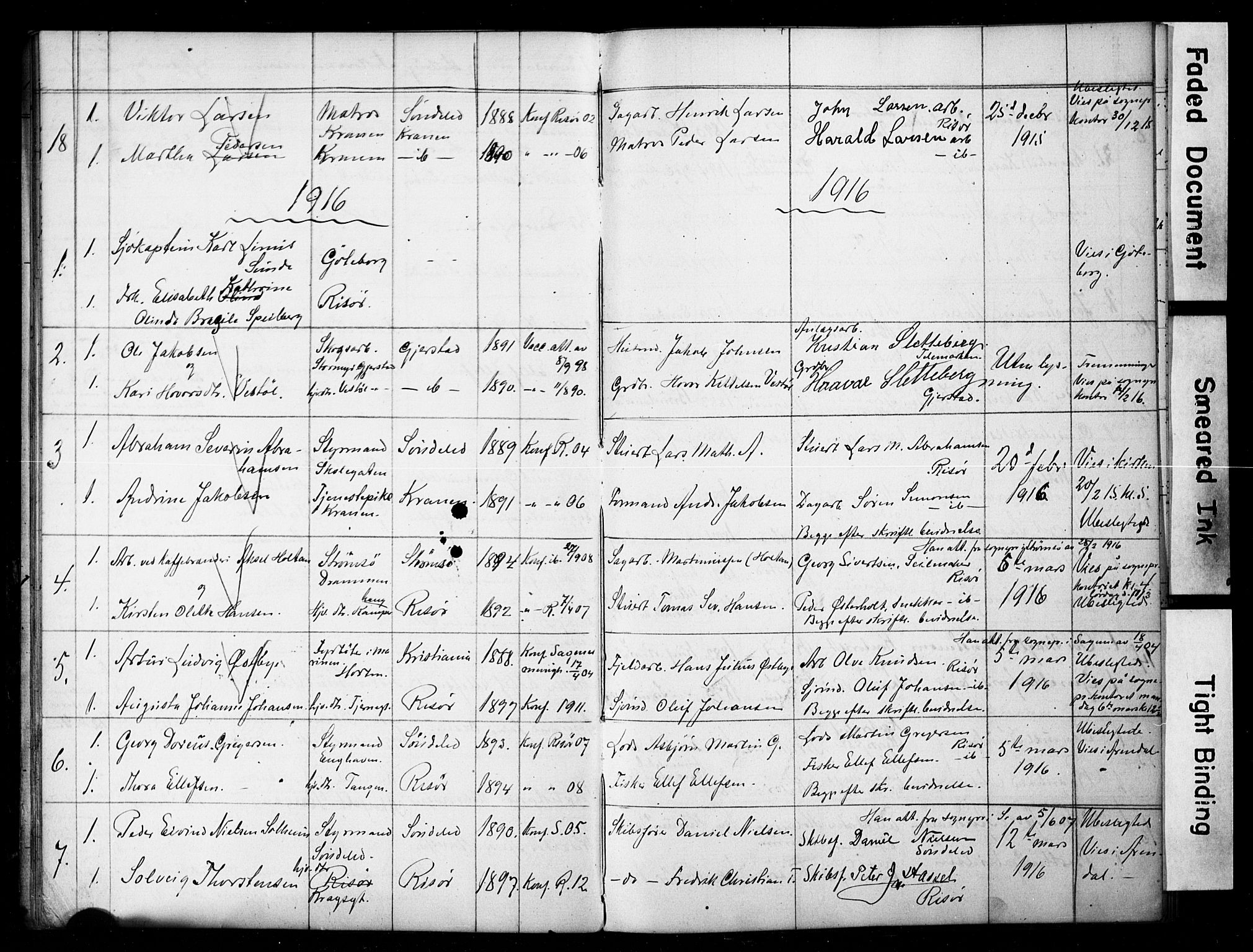 Risør sokneprestkontor, SAK/1111-0035/F/Fe/L0003: Banns register no. A VI 3, 1901-1918