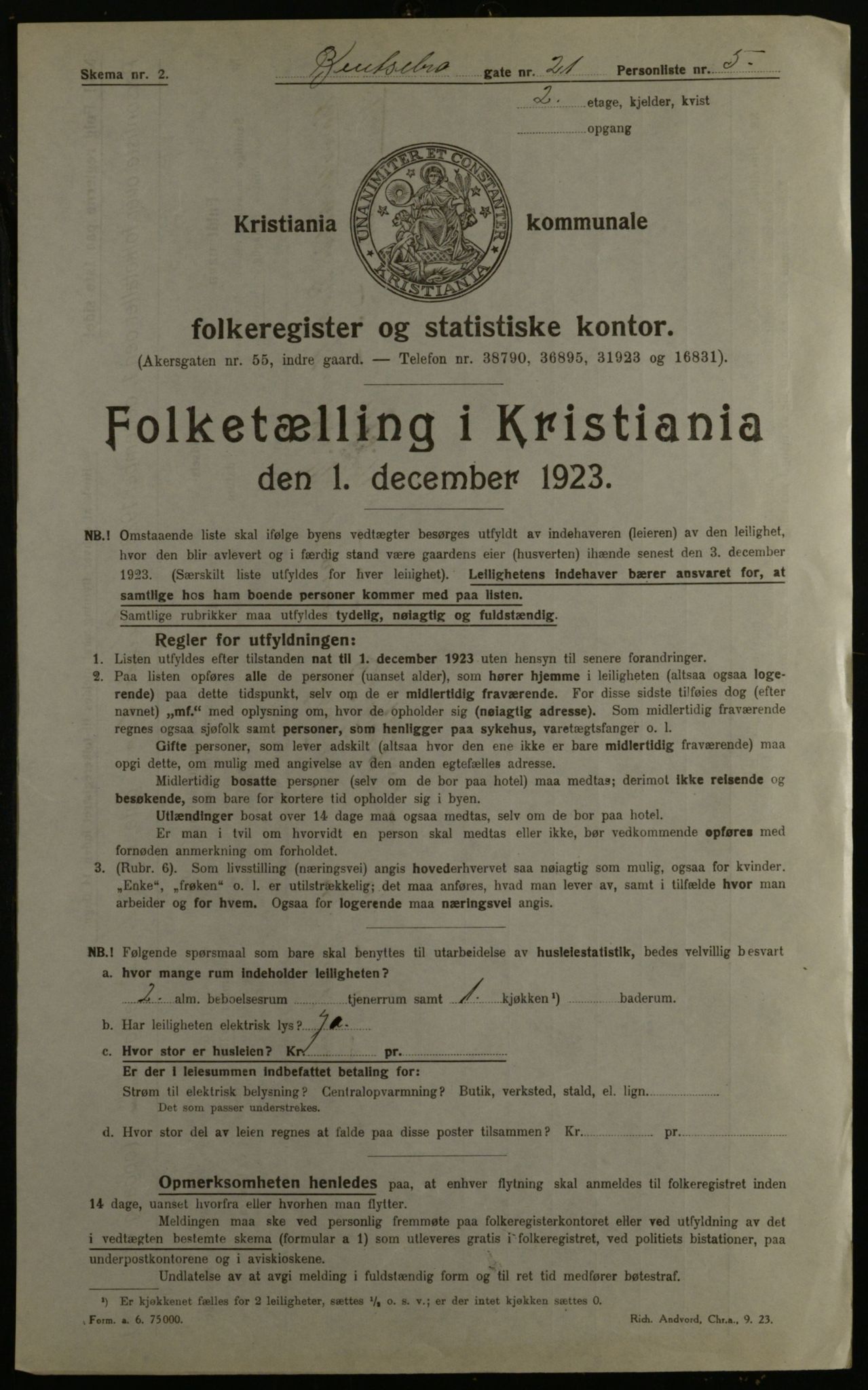 OBA, Municipal Census 1923 for Kristiania, 1923, p. 4338