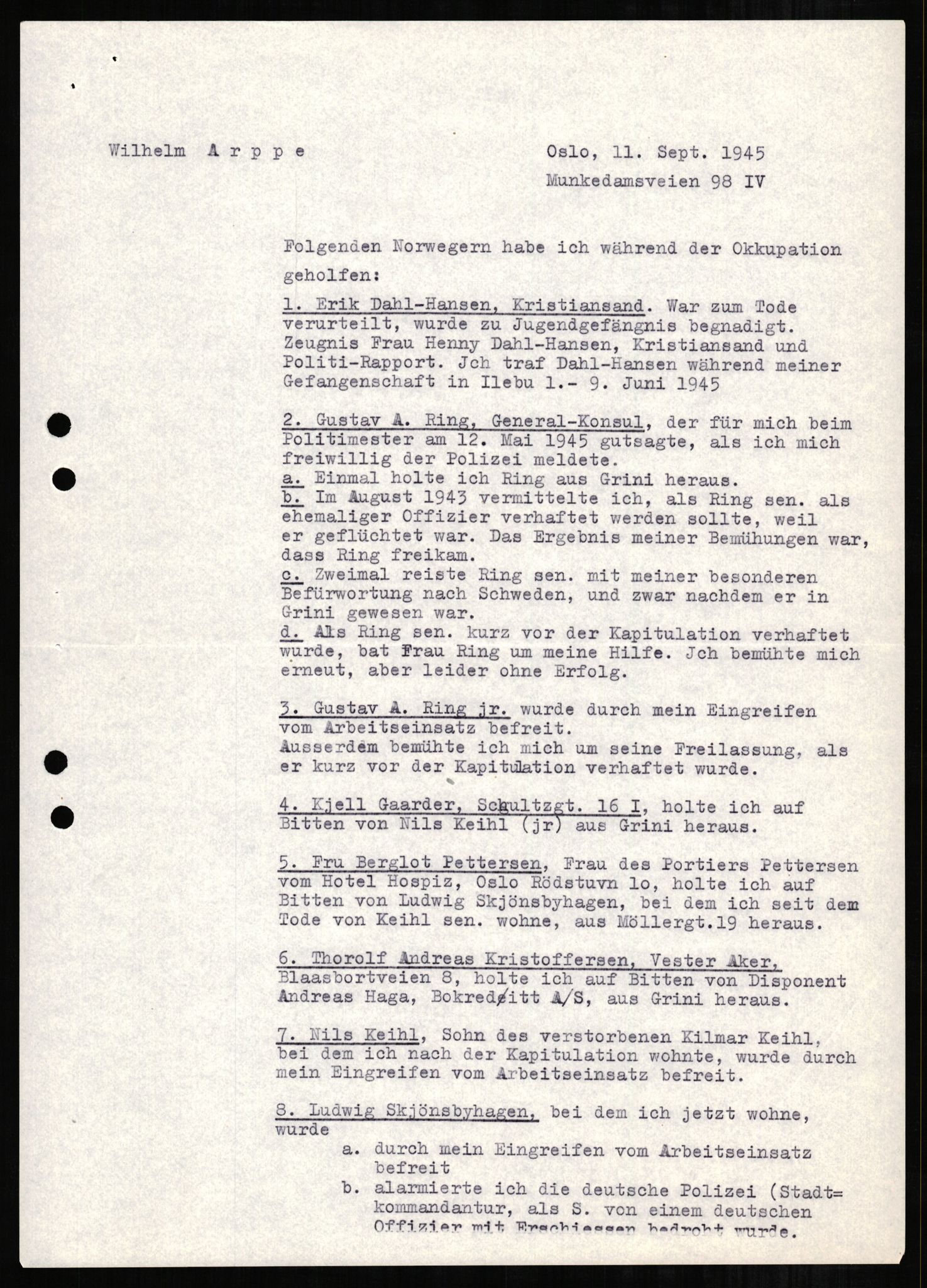 Forsvaret, Forsvarets overkommando II, AV/RA-RAFA-3915/D/Db/L0001: CI Questionaires. Tyske okkupasjonsstyrker i Norge. Tyskere., 1945-1946, p. 398