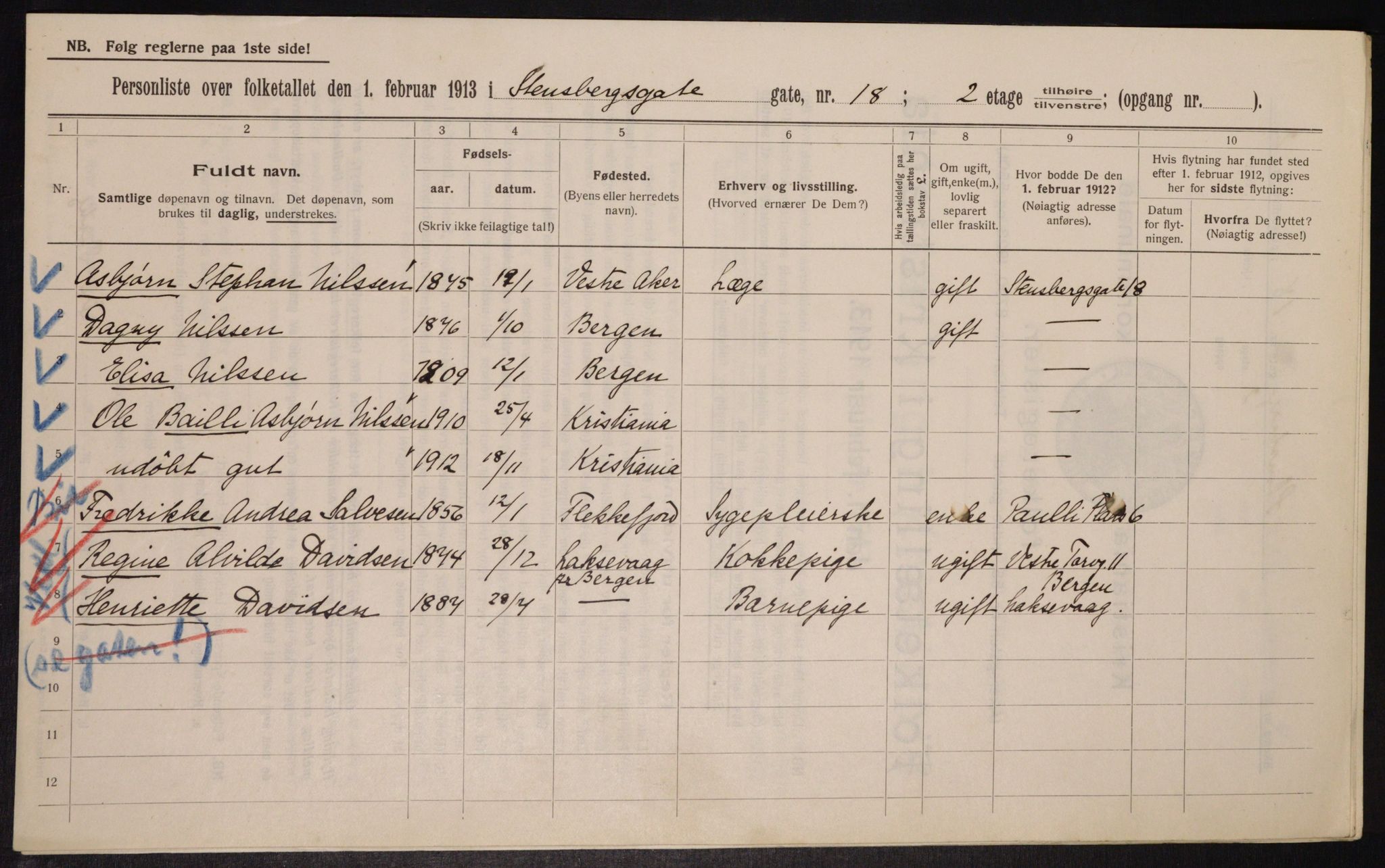 OBA, Municipal Census 1913 for Kristiania, 1913, p. 101627