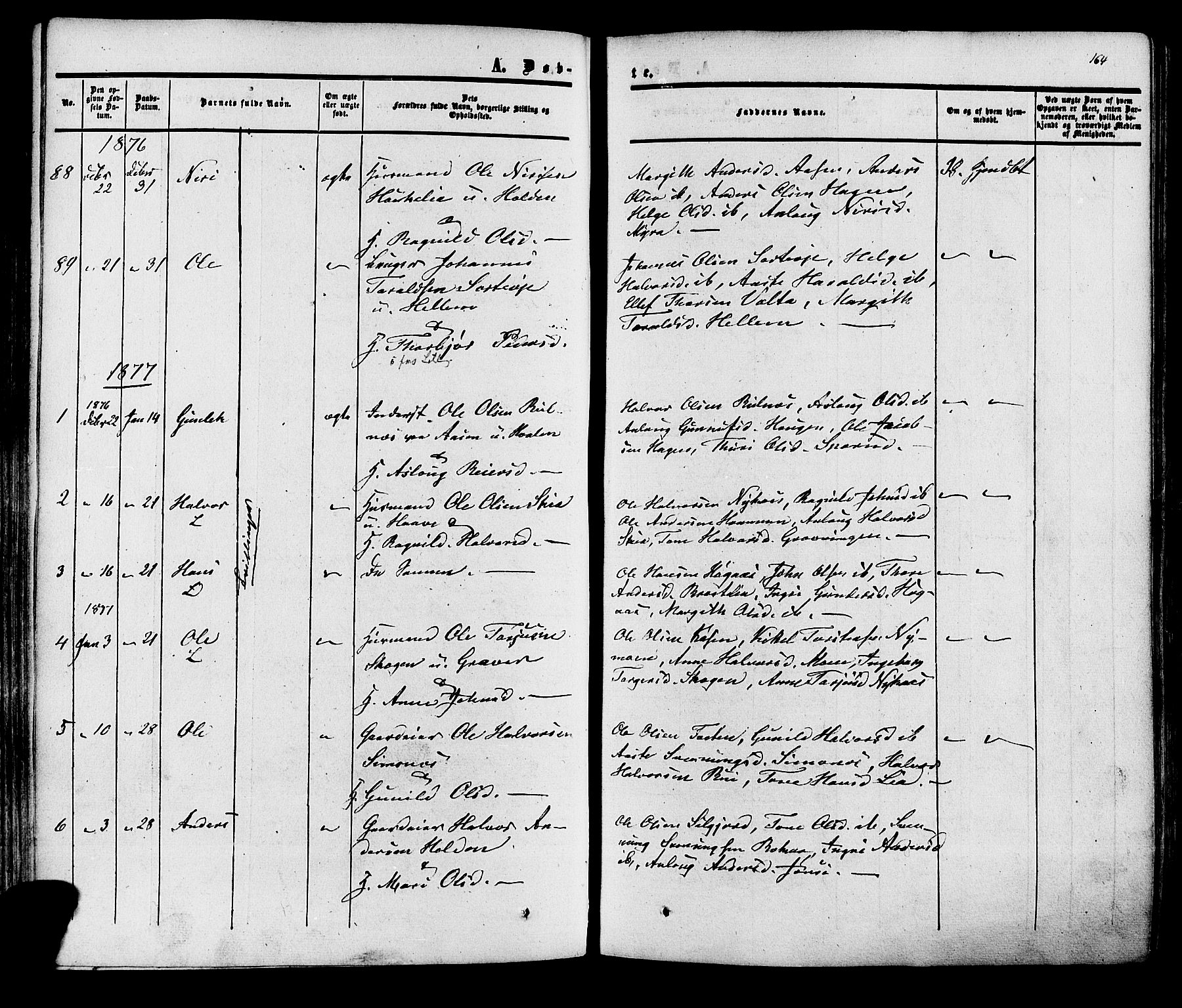 Heddal kirkebøker, SAKO/A-268/F/Fa/L0007: Parish register (official) no. I 7, 1855-1877, p. 164