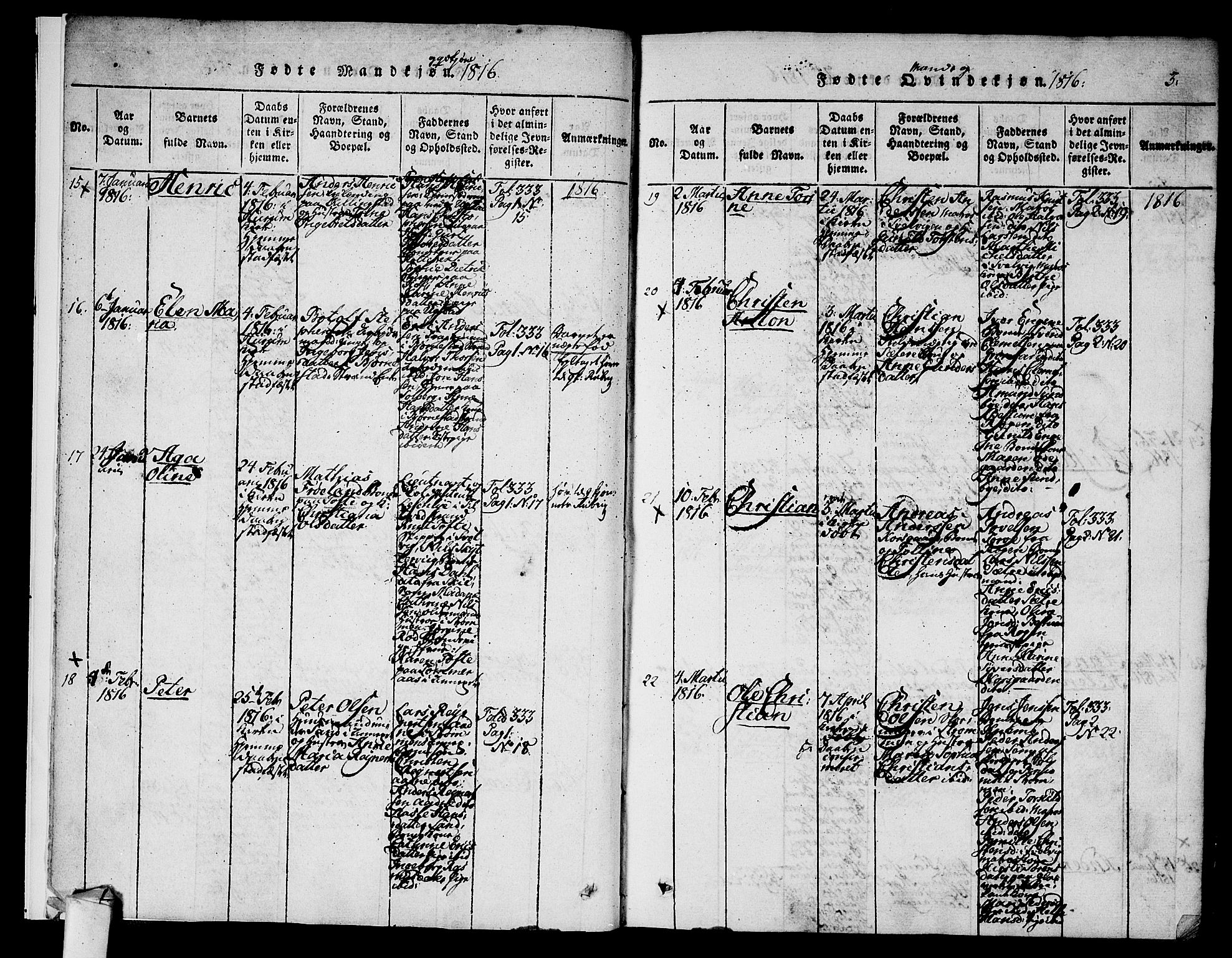 Hurum kirkebøker, AV/SAKO-A-229/F/Fa/L0009: Parish register (official) no. 9, 1816-1826, p. 3