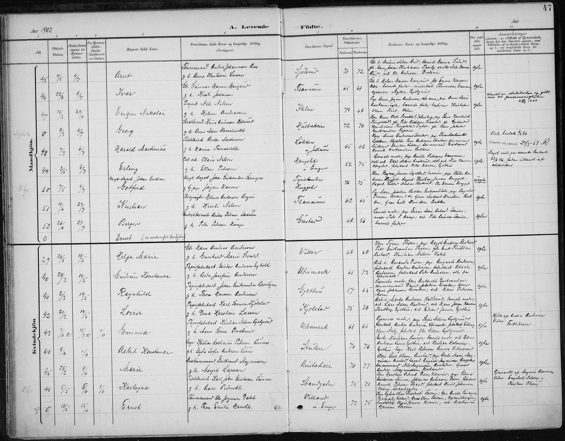 Modum kirkebøker, SAKO/A-234/F/Fa/L0013: Parish register (official) no. 13, 1899-1907, p. 47