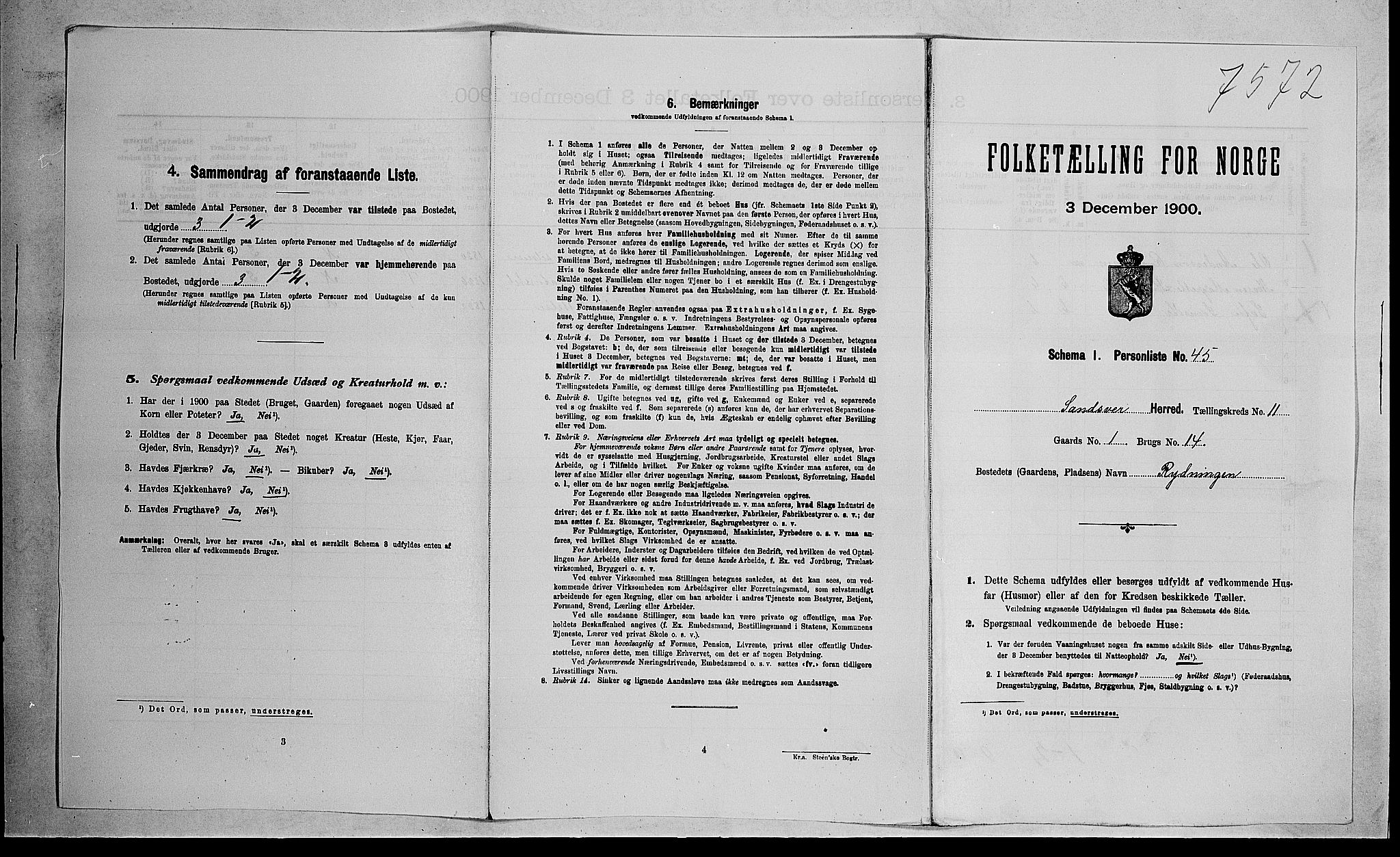 RA, 1900 census for Sandsvær, 1900, p. 1612