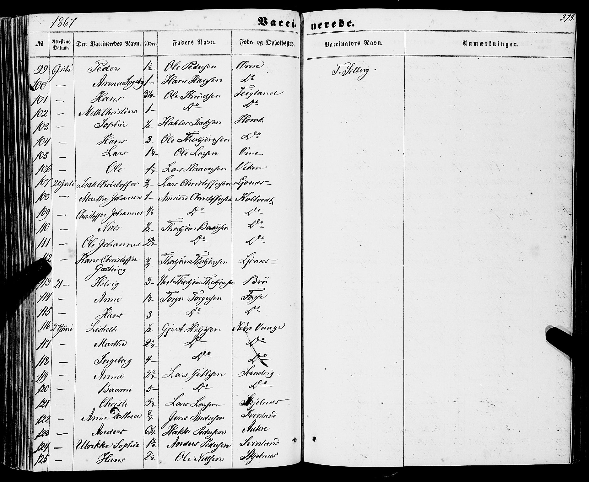 Strandebarm sokneprestembete, AV/SAB-A-78401/H/Haa: Parish register (official) no. A 8, 1858-1872, p. 373