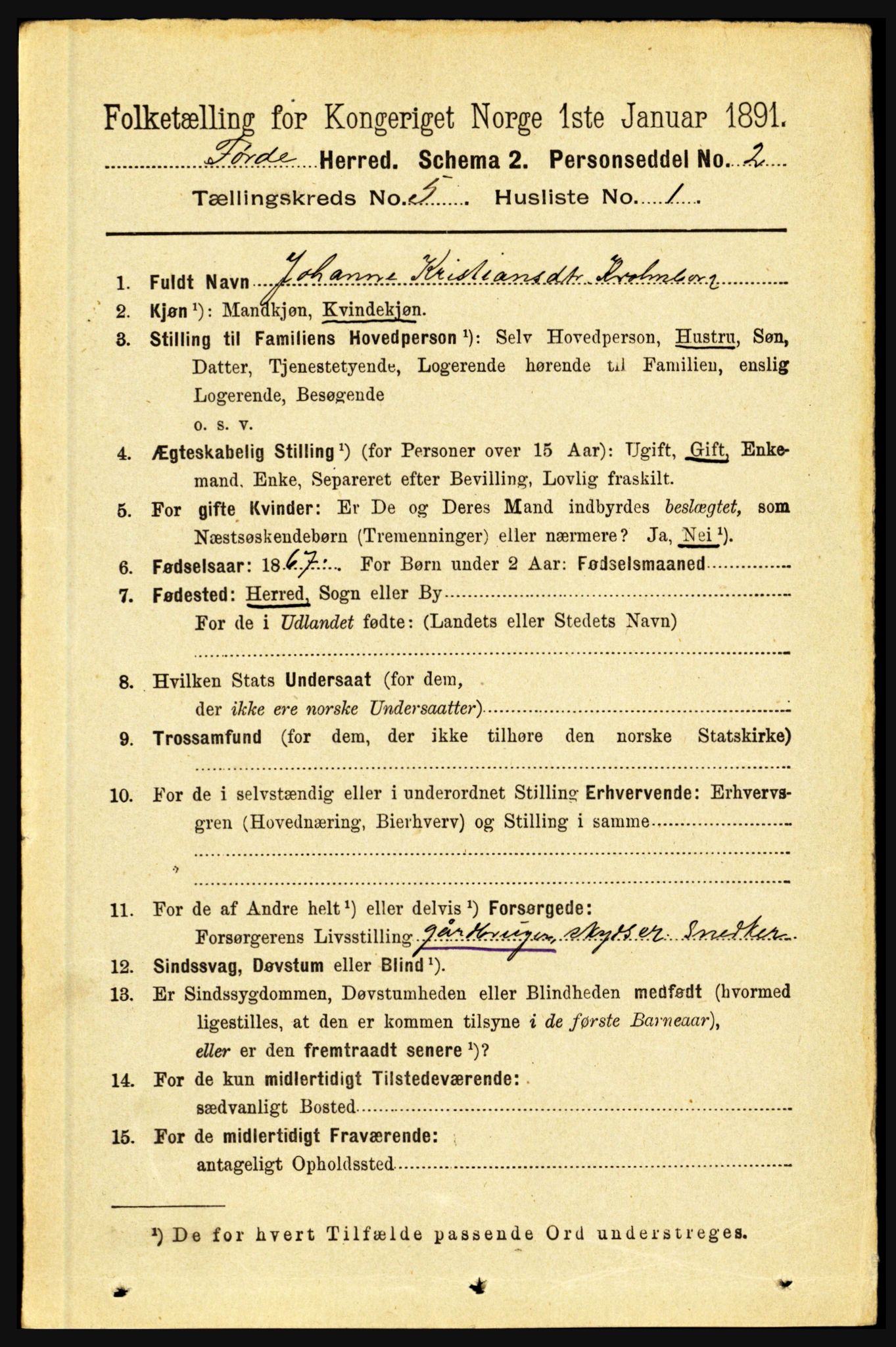 RA, 1891 census for 1432 Førde, 1891, p. 1435