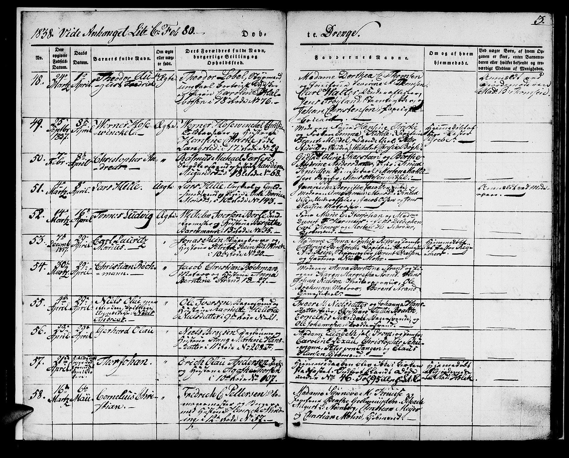 Domkirken sokneprestembete, SAB/A-74801/H/Haa/L0018: Parish register (official) no. B 1, 1838-1840, p. 3