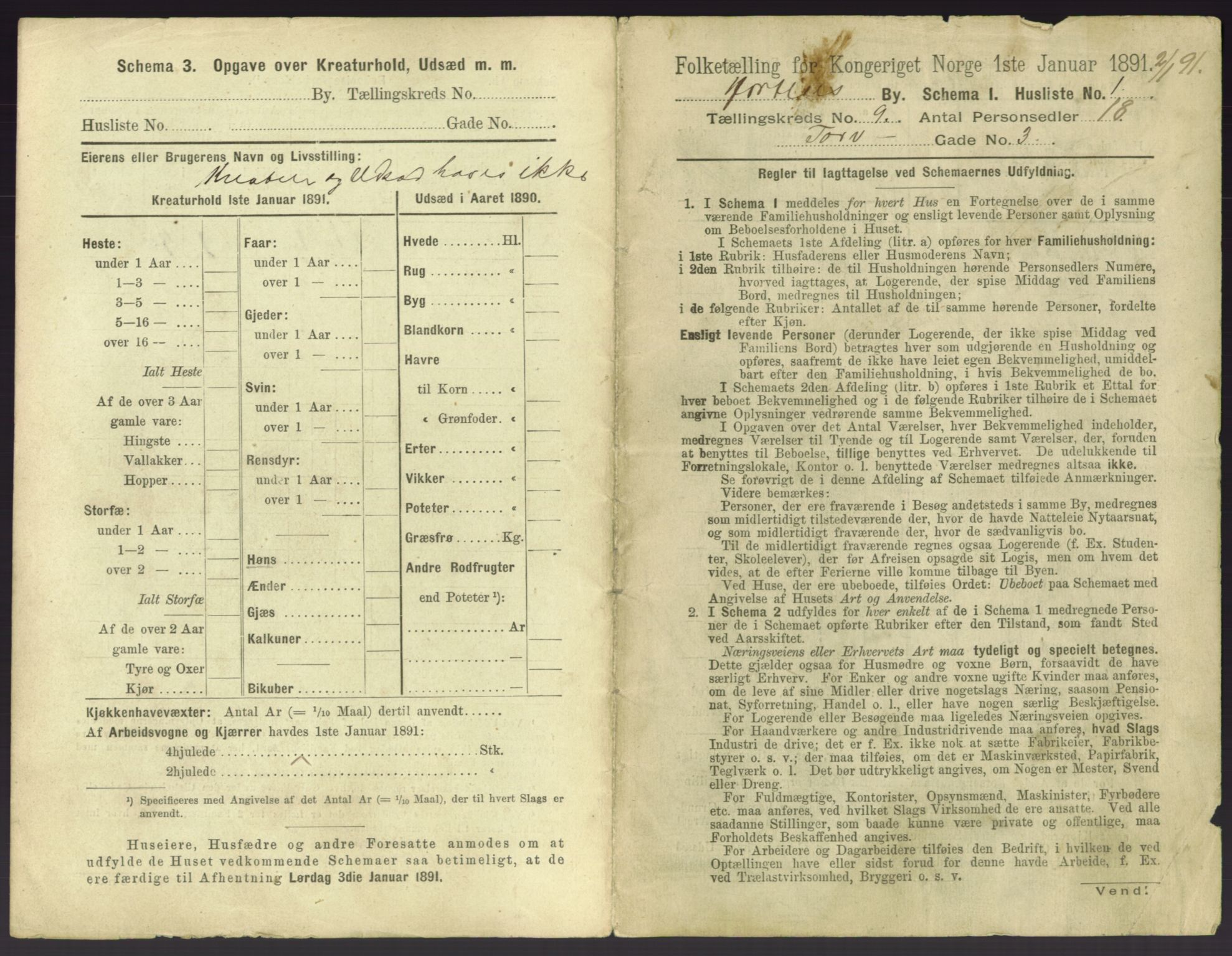 RA, 1891 census for 0703 Horten, 1891, p. 933