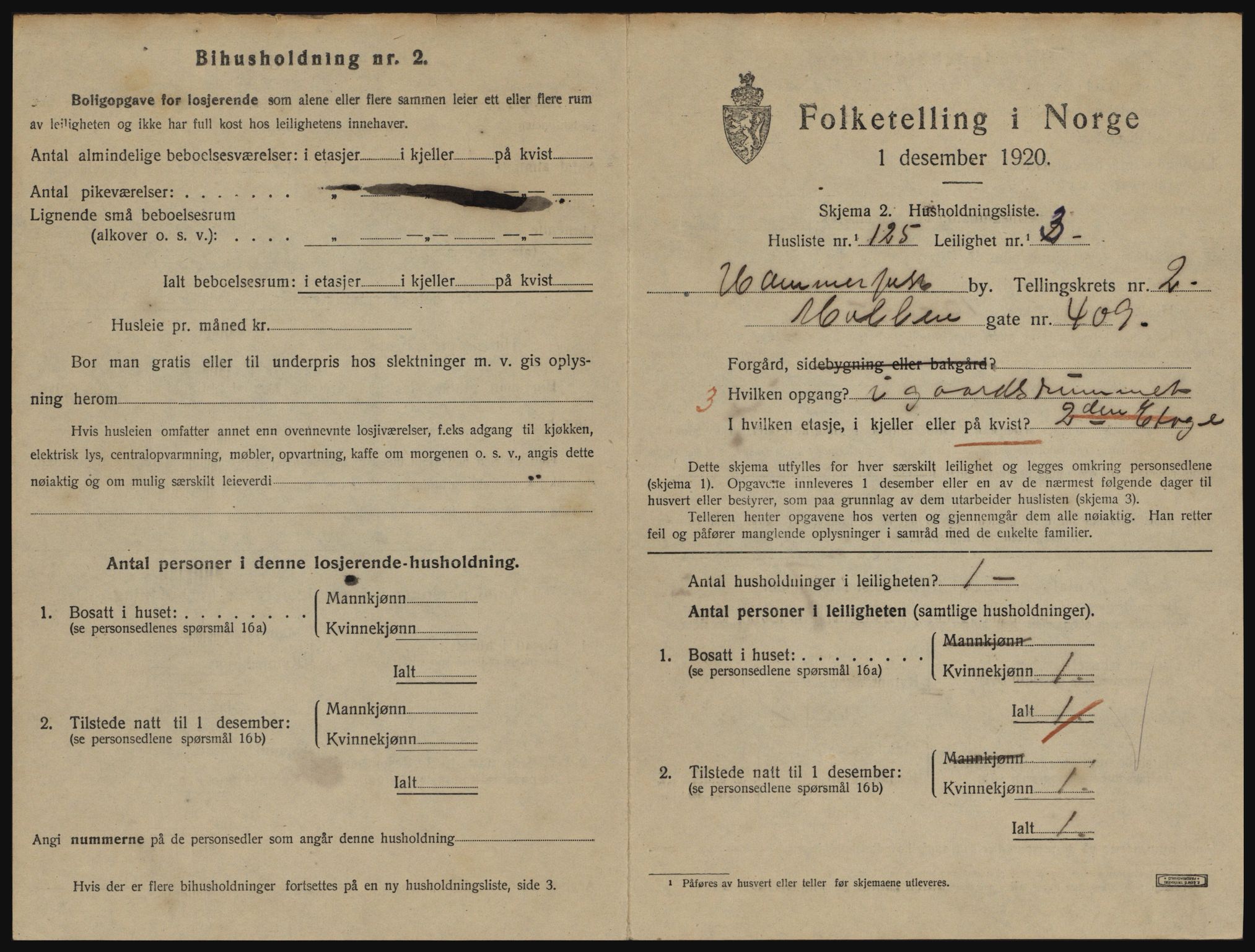 SATØ, 1920 census for Hammerfest, 1920, p. 2288