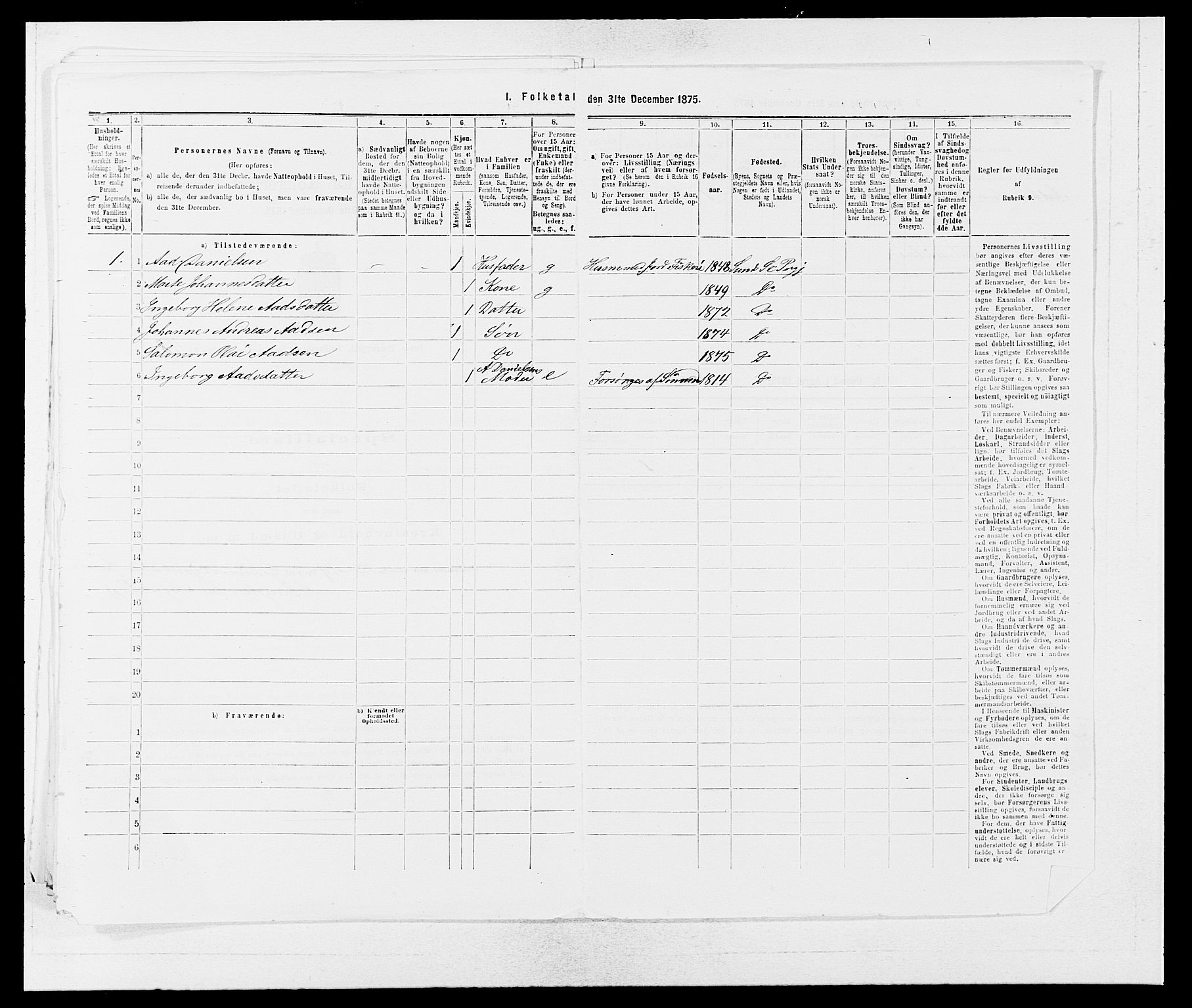 SAB, 1875 census for 1245P Sund, 1875, p. 672