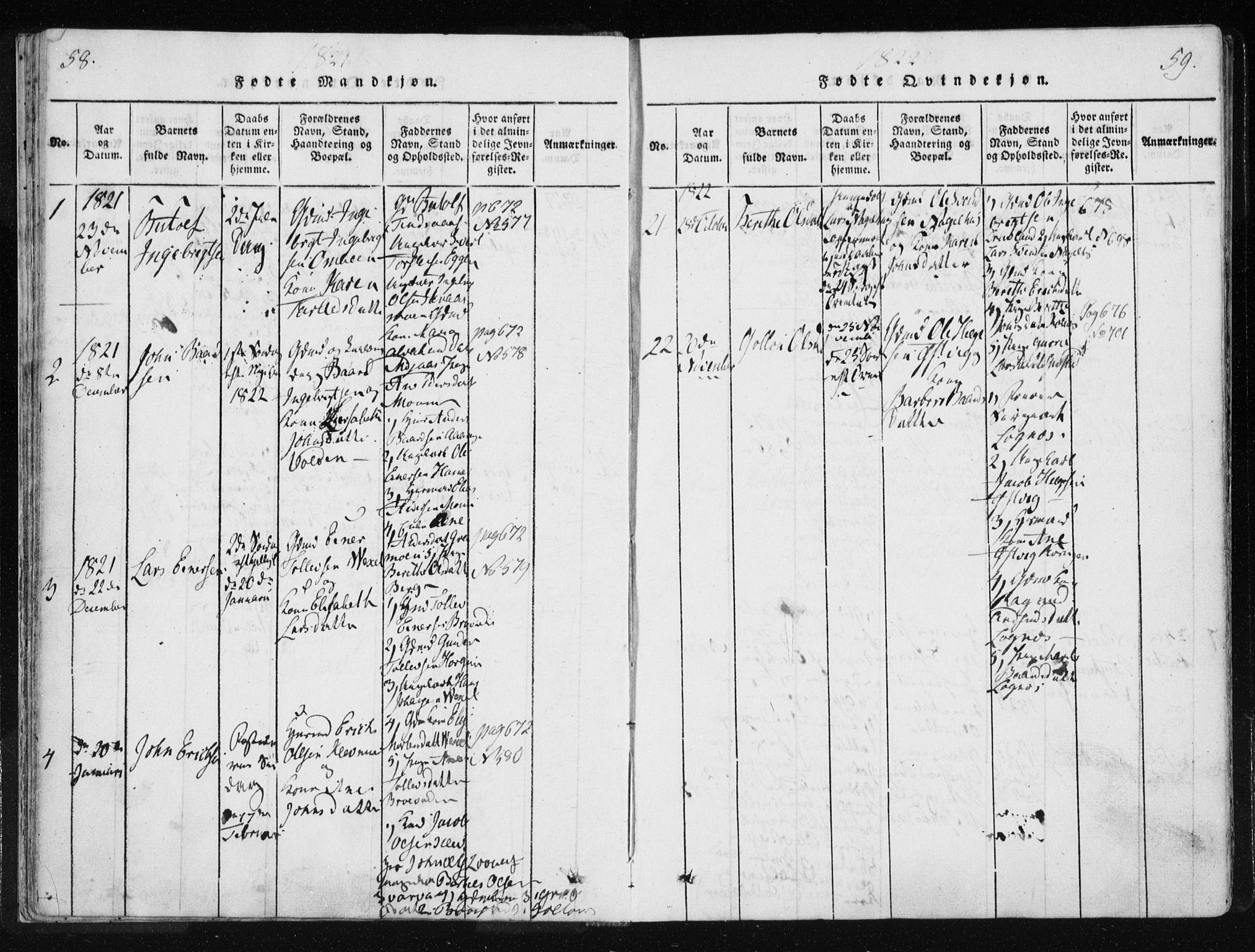 Ministerialprotokoller, klokkerbøker og fødselsregistre - Nord-Trøndelag, AV/SAT-A-1458/749/L0469: Parish register (official) no. 749A03, 1817-1857, p. 58-59