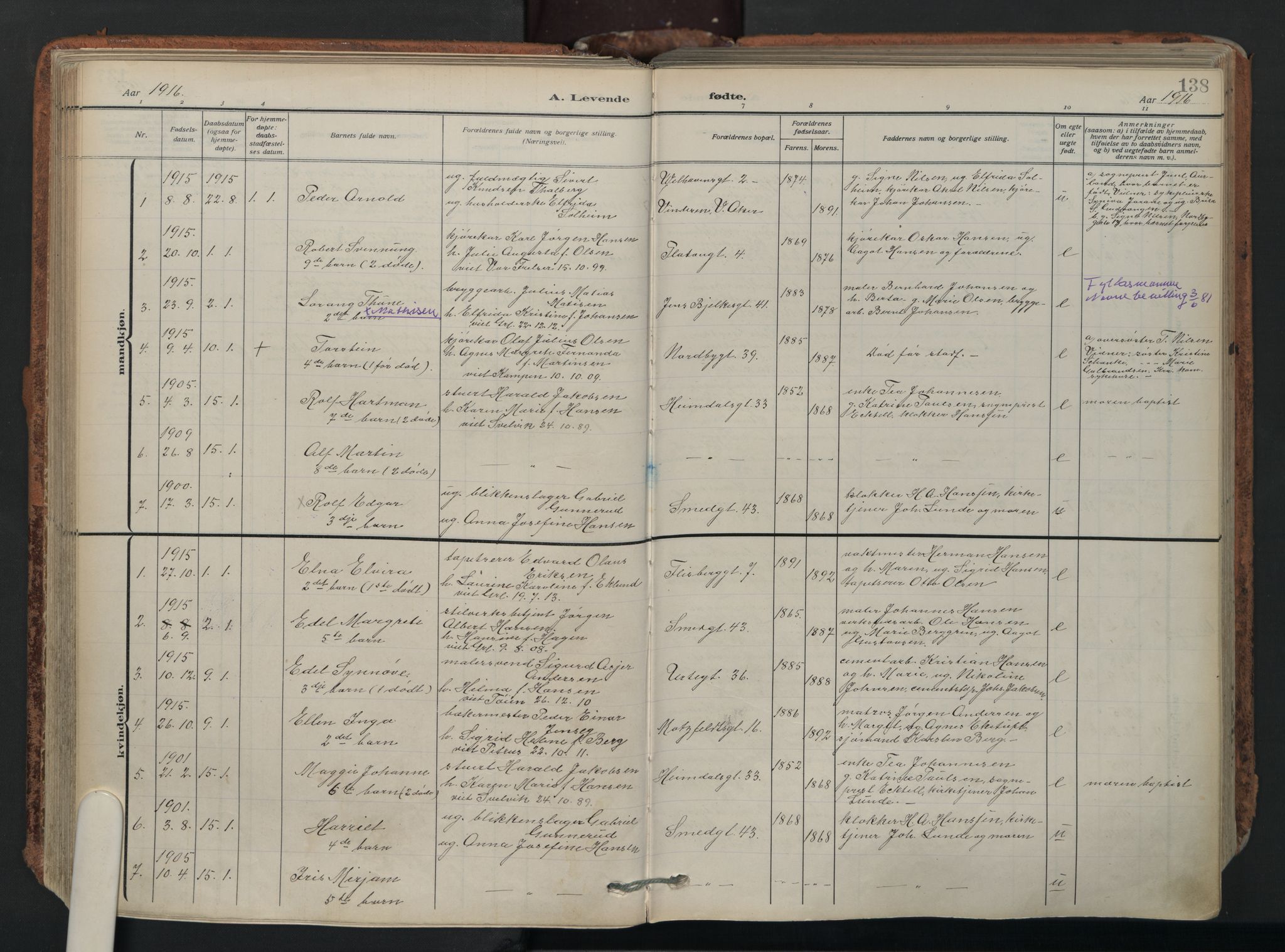 Grønland prestekontor Kirkebøker, SAO/A-10848/F/Fa/L0018: Parish register (official) no. 18, 1911-1945, p. 138