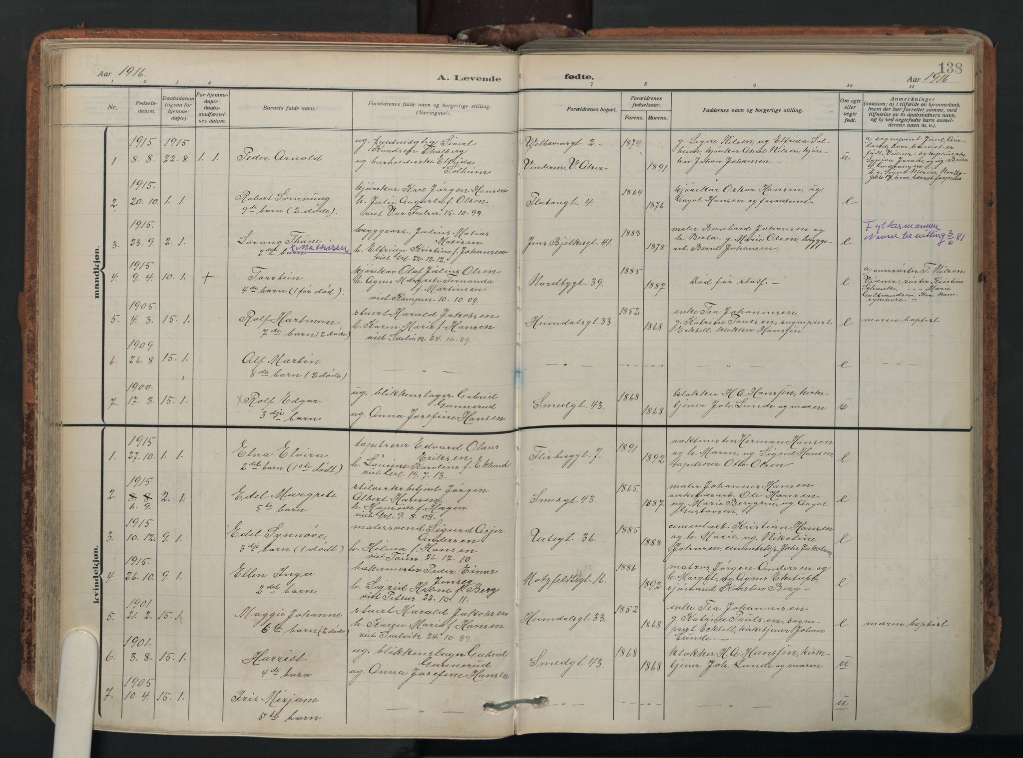 Grønland prestekontor Kirkebøker, AV/SAO-A-10848/F/Fa/L0018: Parish register (official) no. 18, 1911-1945, p. 138