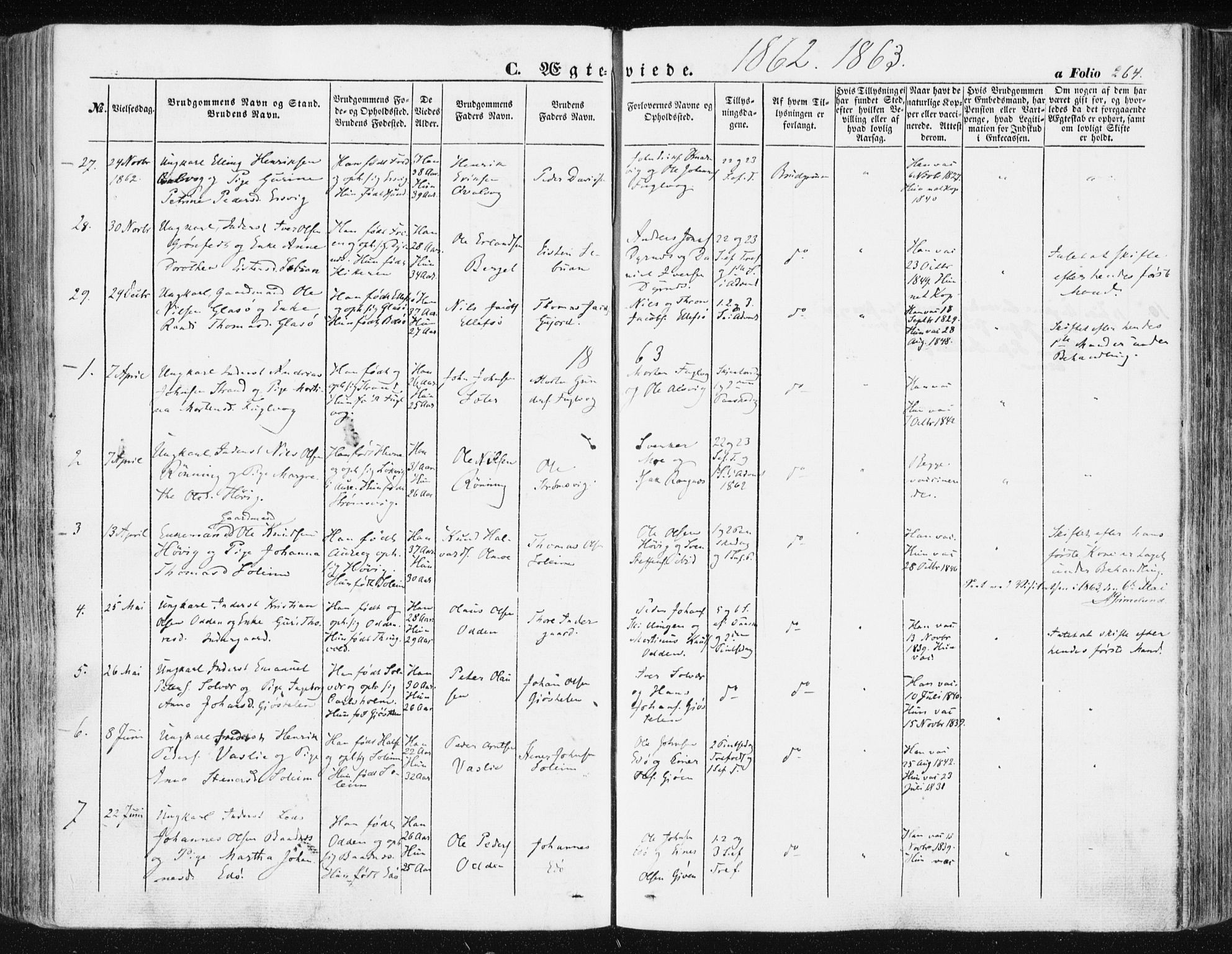 Ministerialprotokoller, klokkerbøker og fødselsregistre - Møre og Romsdal, AV/SAT-A-1454/581/L0937: Parish register (official) no. 581A05, 1853-1872, p. 264
