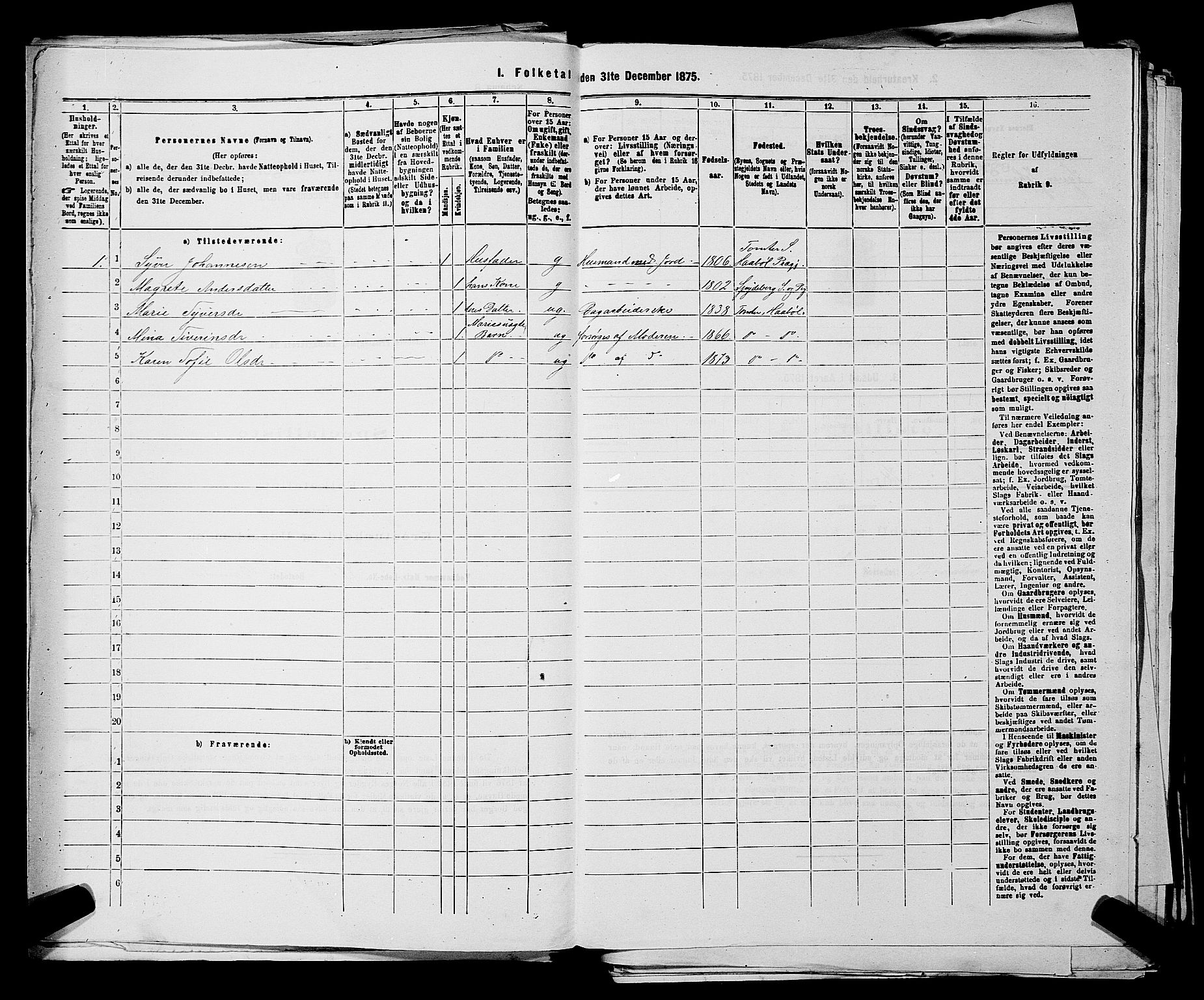 RA, 1875 census for 0138P Hobøl, 1875, p. 735