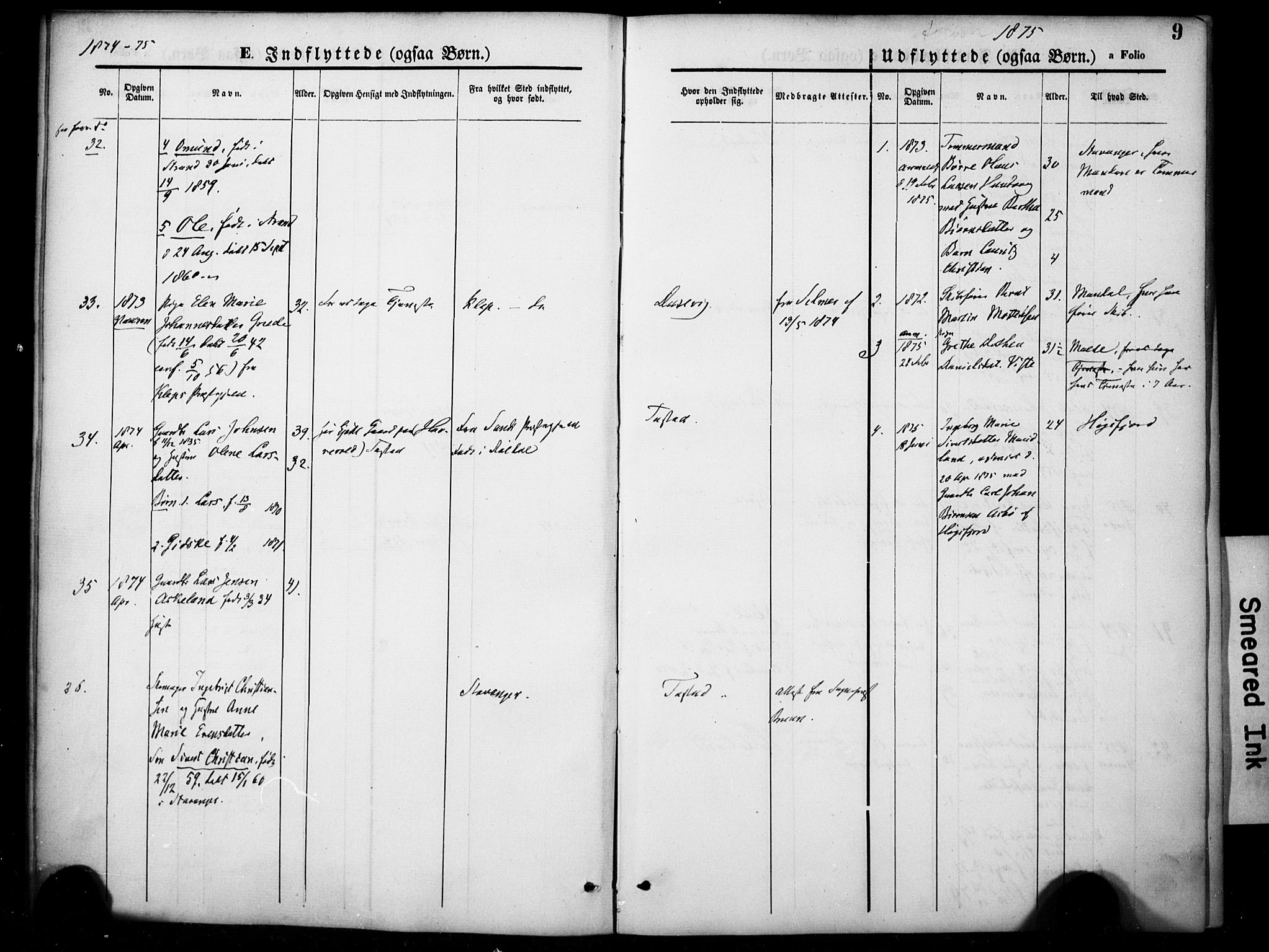 Hetland sokneprestkontor, SAST/A-101826/30/30BA/L0007: Parish register (official) no. A 7, 1870-1924, p. 9