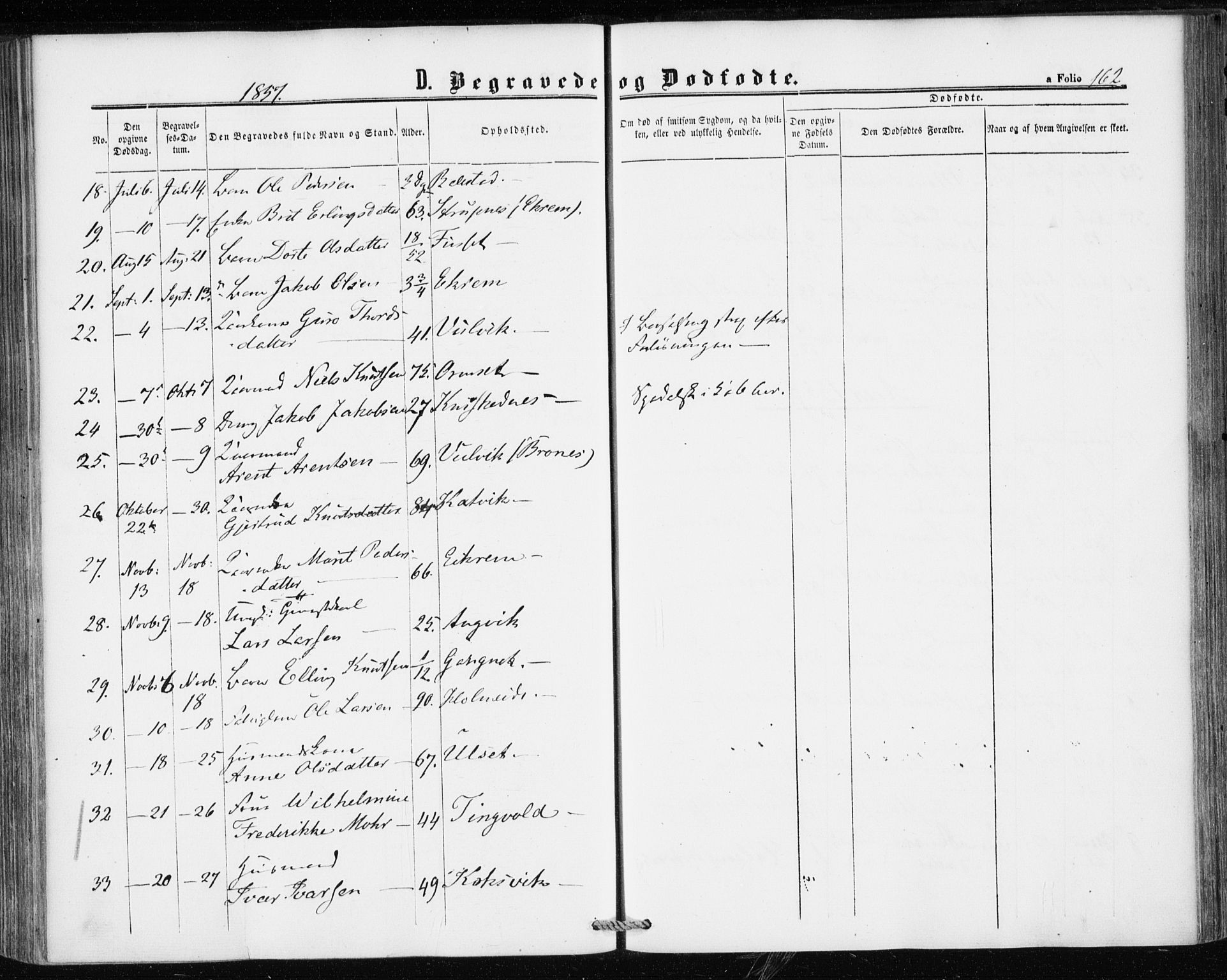 Ministerialprotokoller, klokkerbøker og fødselsregistre - Møre og Romsdal, SAT/A-1454/586/L0985: Parish register (official) no. 586A11, 1857-1866, p. 162