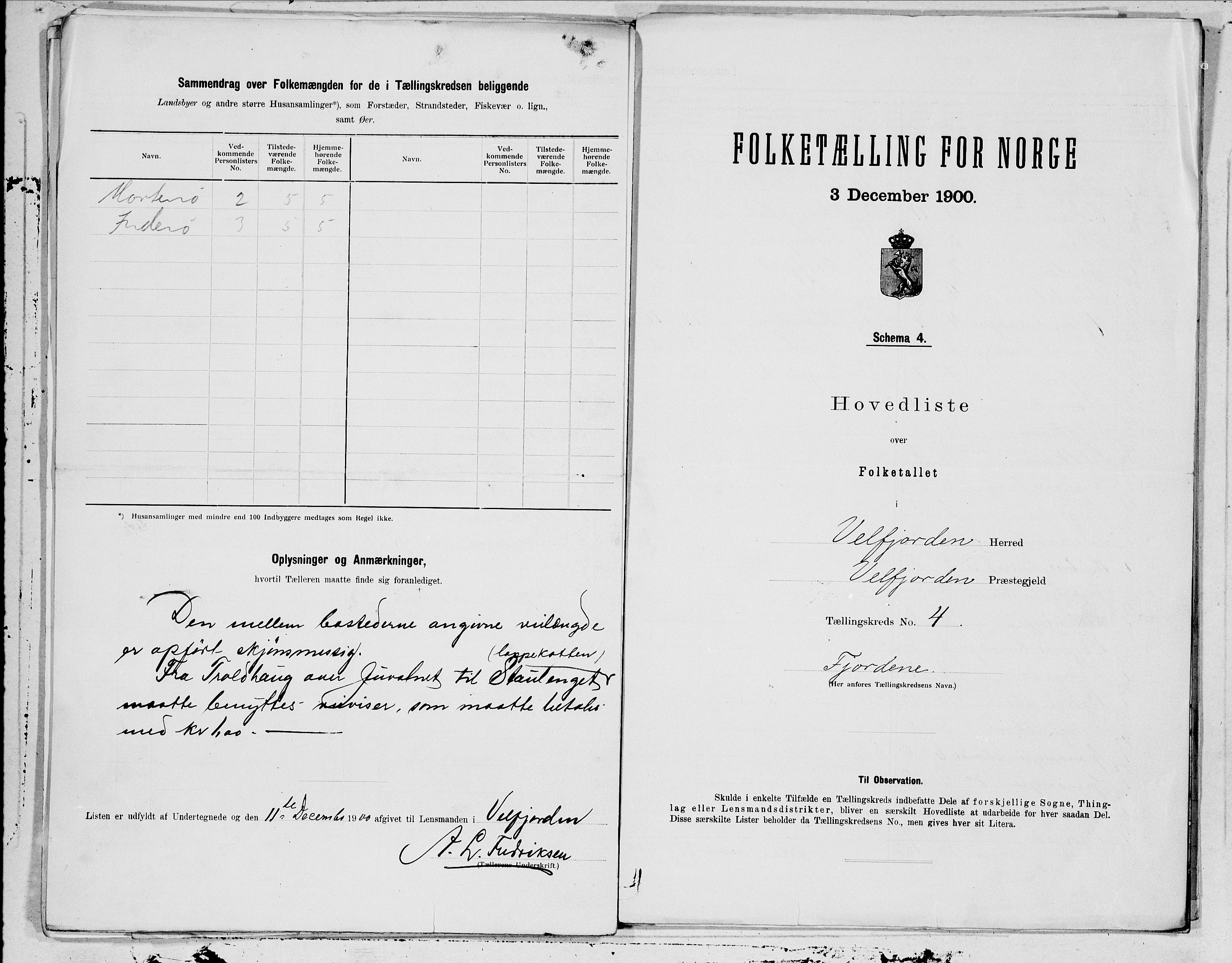 SAT, 1900 census for Velfjord, 1900, p. 8