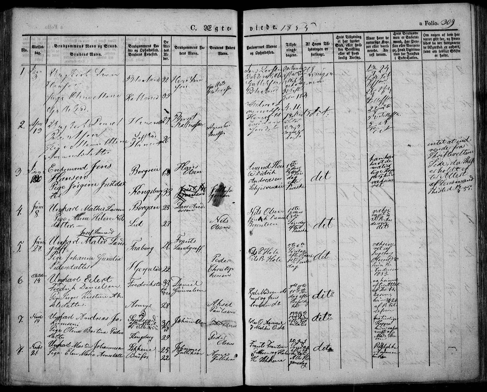 Lardal kirkebøker, AV/SAKO-A-350/F/Fa/L0006: Parish register (official) no. I 6, 1835-1860, p. 309