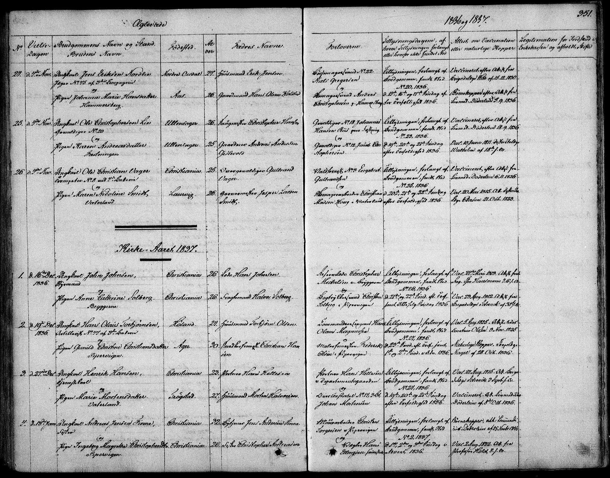 Garnisonsmenigheten Kirkebøker, SAO/A-10846/F/Fa/L0006: Parish register (official) no. 6, 1828-1841, p. 351