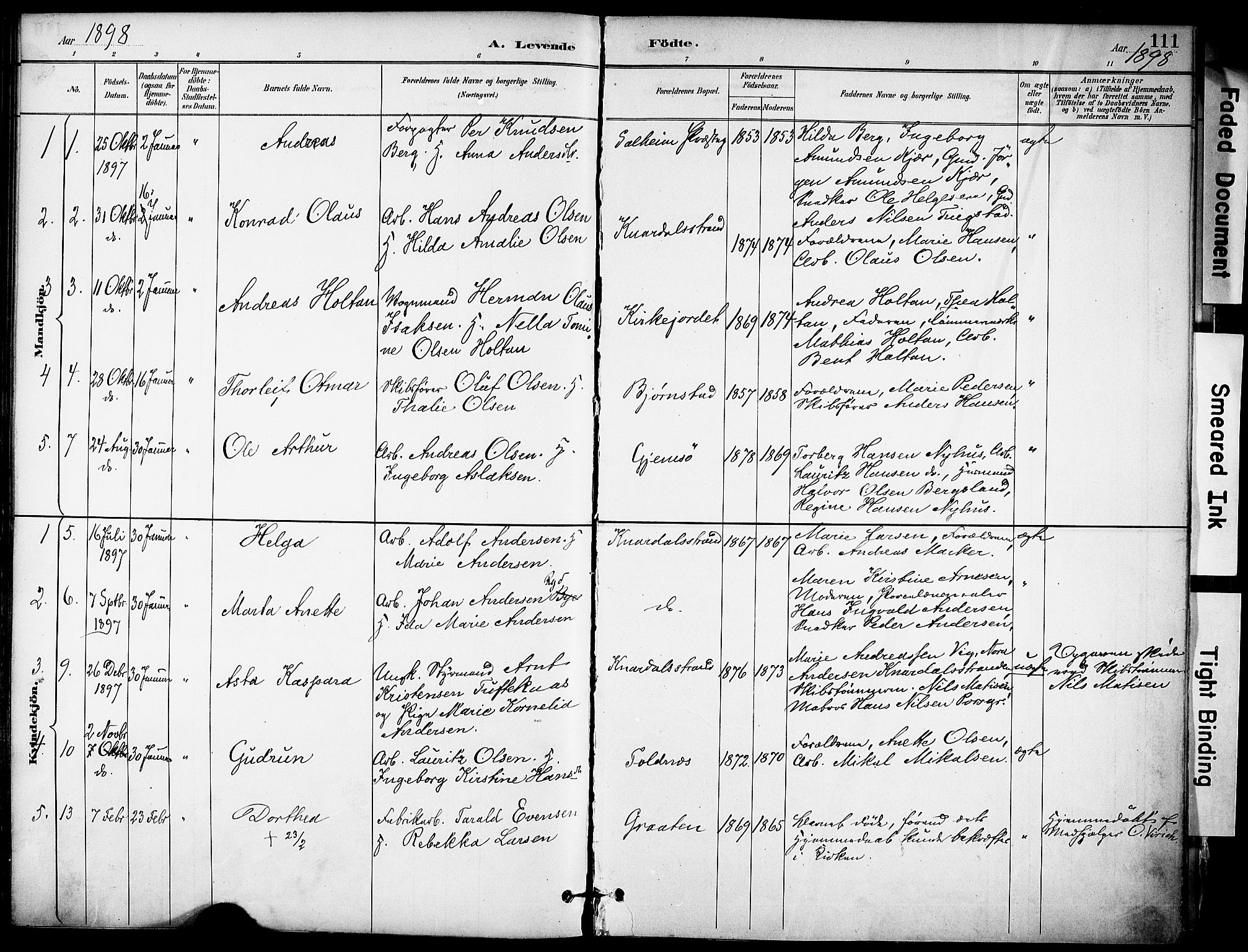 Solum kirkebøker, SAKO/A-306/F/Fa/L0010: Parish register (official) no. I 10, 1888-1898, p. 111