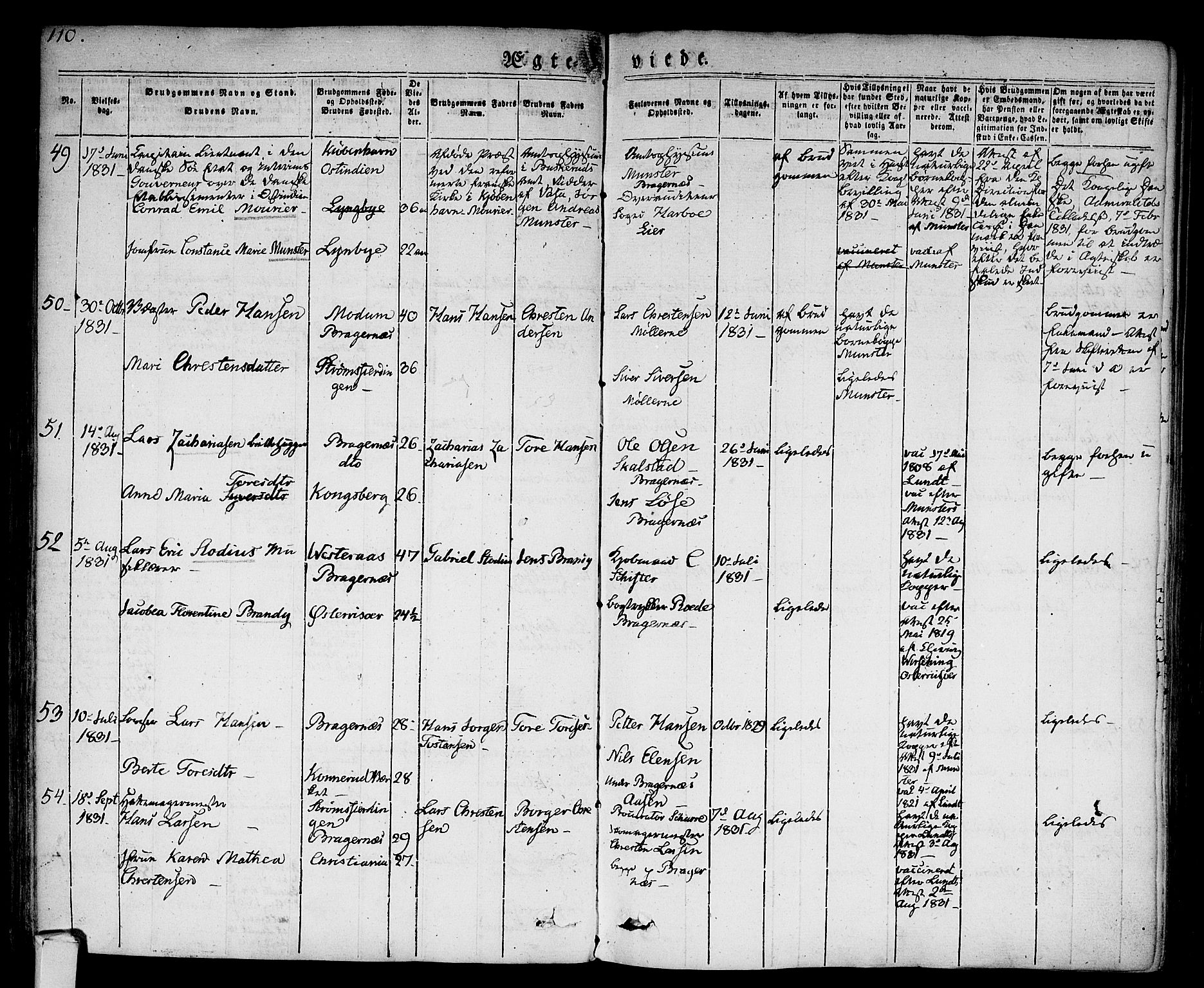 Bragernes kirkebøker, SAKO/A-6/F/Fc/L0001: Parish register (official) no. III 1, 1830-1853, p. 110