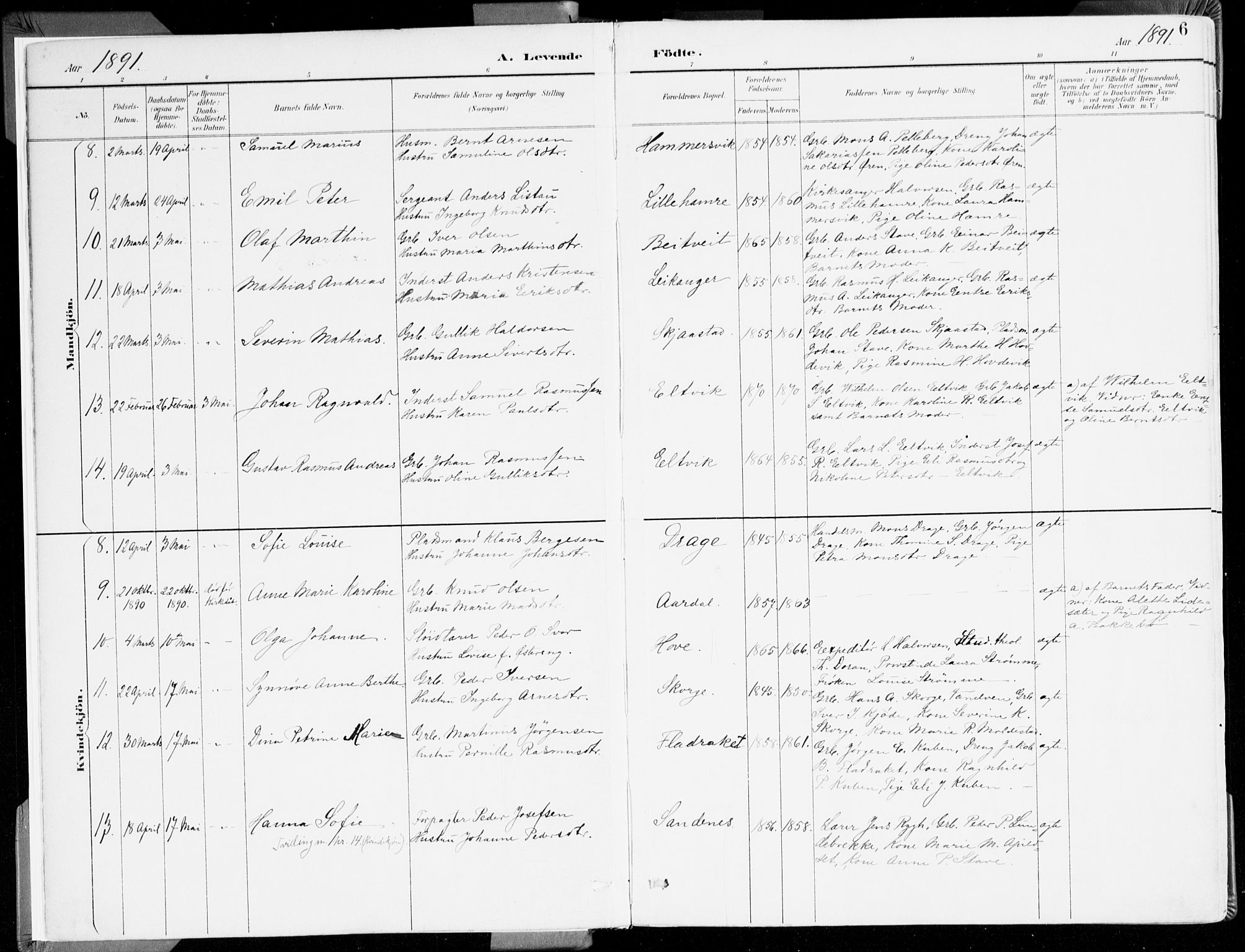 Selje sokneprestembete, AV/SAB-A-99938/H/Ha/Haa/Haab: Parish register (official) no. B 2, 1891-1907, p. 6