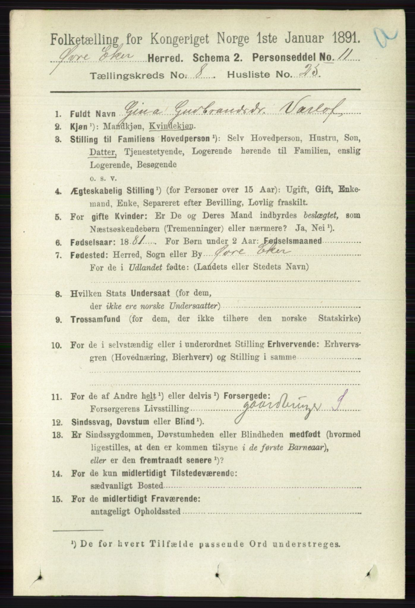 RA, 1891 census for 0624 Øvre Eiker, 1891, p. 3363