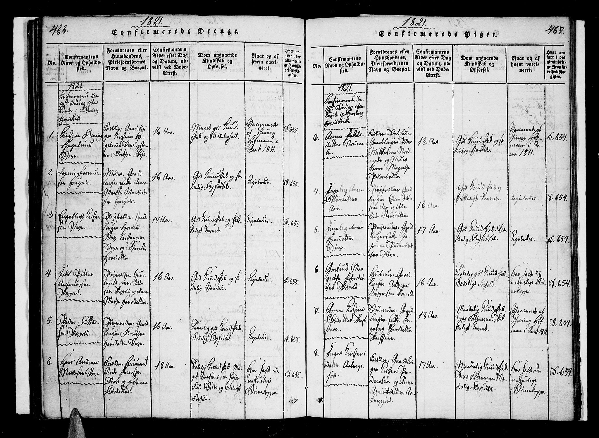 Ministerialprotokoller, klokkerbøker og fødselsregistre - Nordland, SAT/A-1459/897/L1395: Parish register (official) no. 897A03, 1820-1841, p. 466-467