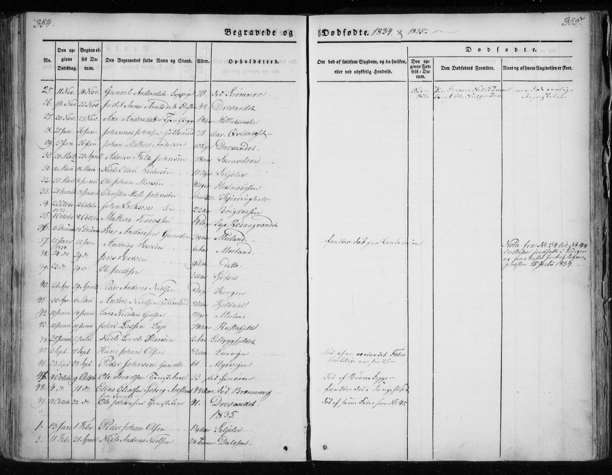 Ministerialprotokoller, klokkerbøker og fødselsregistre - Nordland, SAT/A-1459/825/L0354: Parish register (official) no. 825A08, 1826-1841, p. 354-355