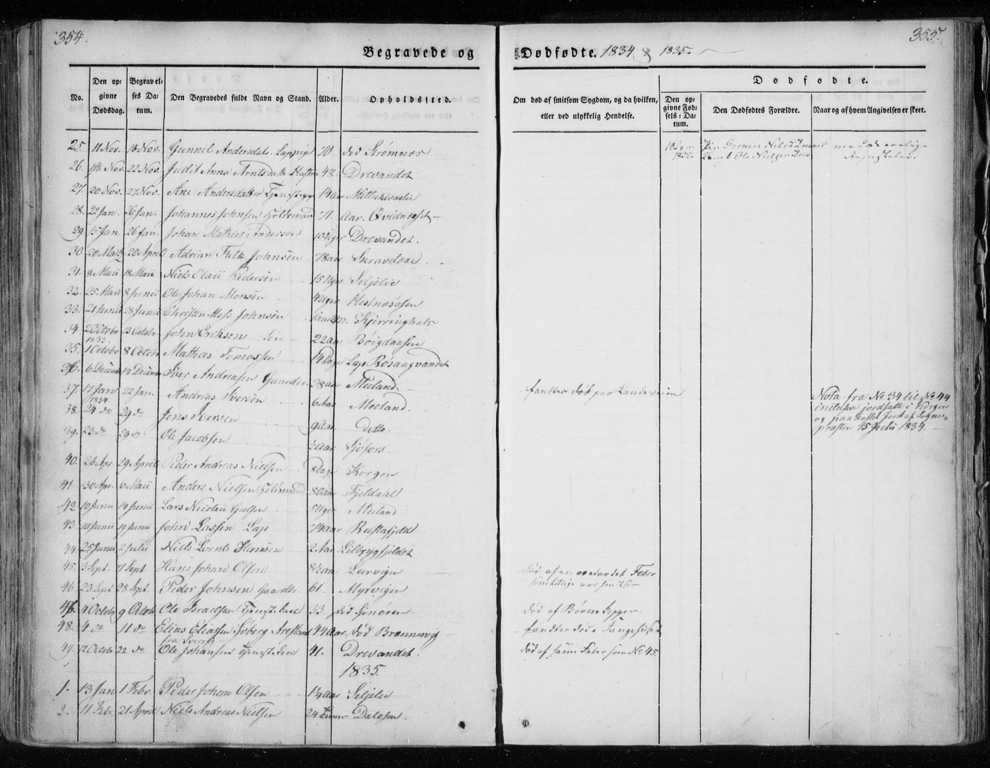 Ministerialprotokoller, klokkerbøker og fødselsregistre - Nordland, AV/SAT-A-1459/825/L0354: Parish register (official) no. 825A08, 1826-1841, p. 354-355