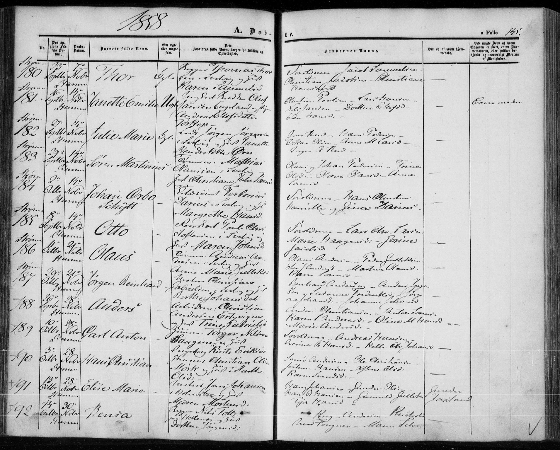 Hurum kirkebøker, SAKO/A-229/F/Fa/L0011: Parish register (official) no. 11, 1847-1860, p. 145