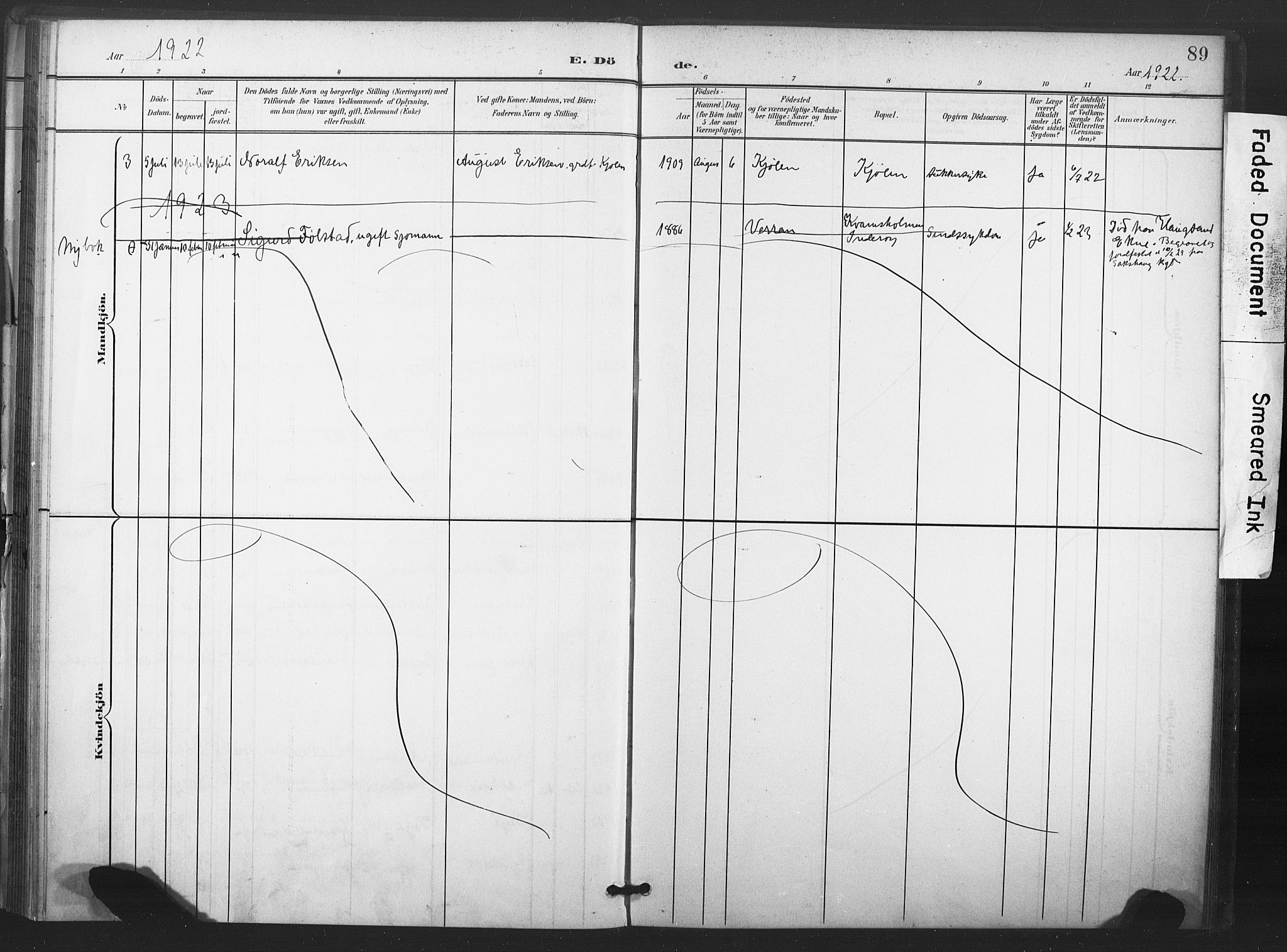 Ministerialprotokoller, klokkerbøker og fødselsregistre - Nord-Trøndelag, SAT/A-1458/719/L0179: Parish register (official) no. 719A02, 1901-1923, p. 89
